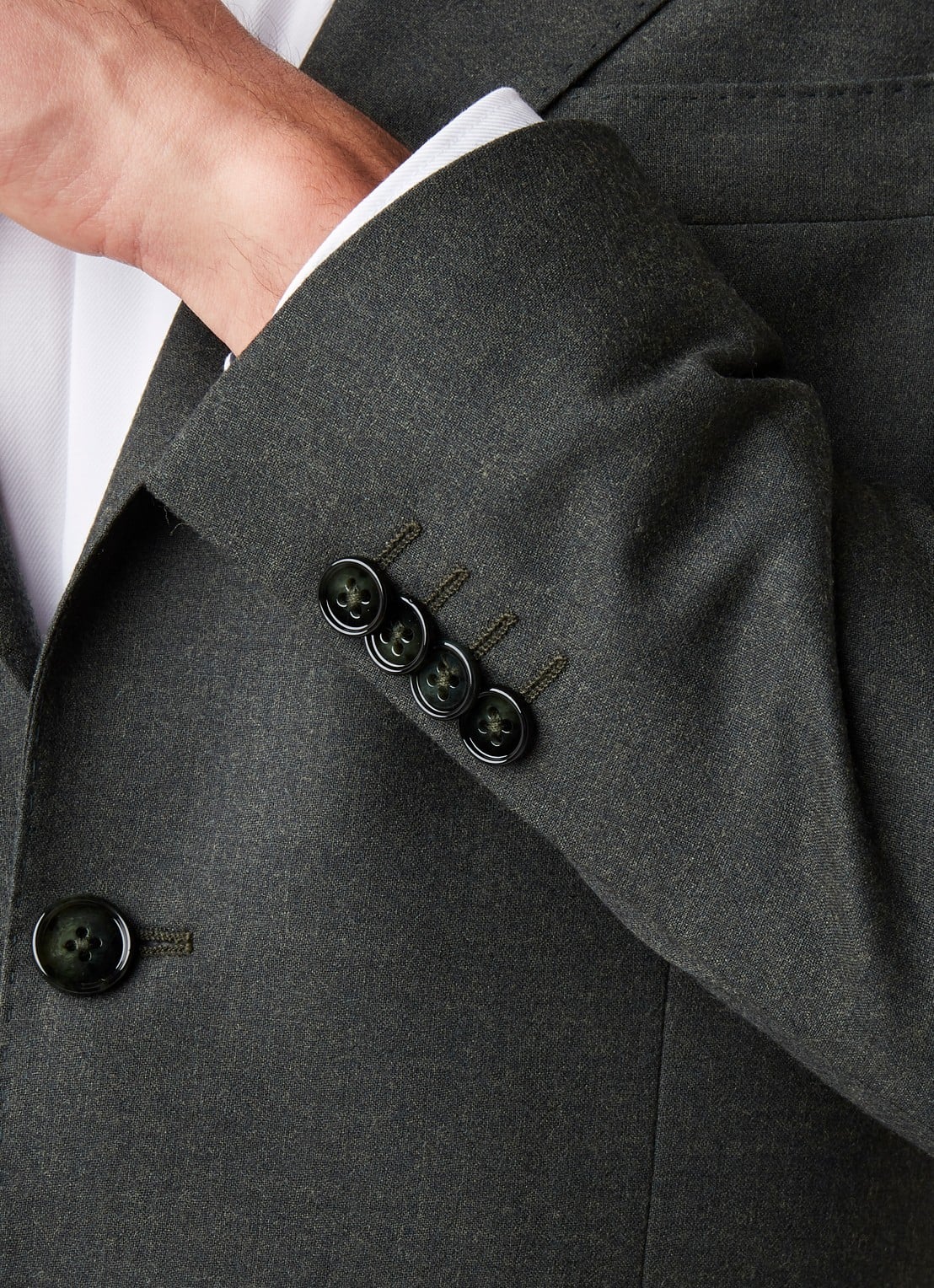 Van Gils Elliot tailored fit colbert van scheerwol - detail 4 groen