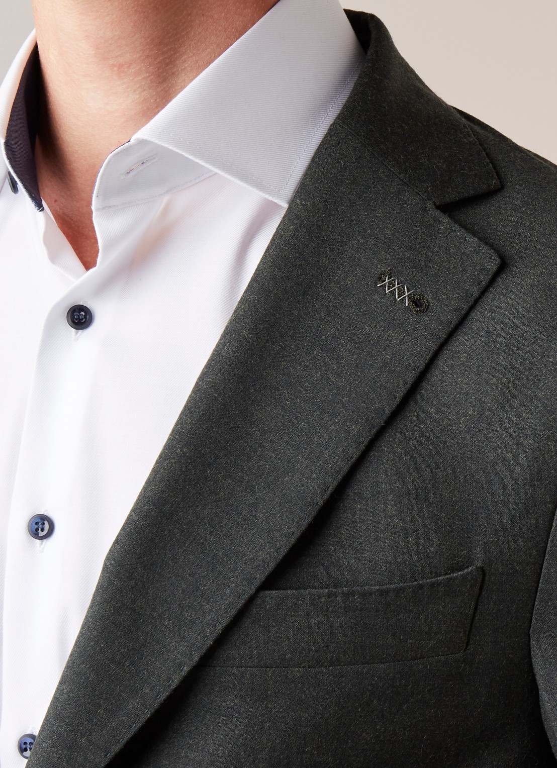 Van Gils Elliot tailored fit colbert van scheerwol - detail 5 groen