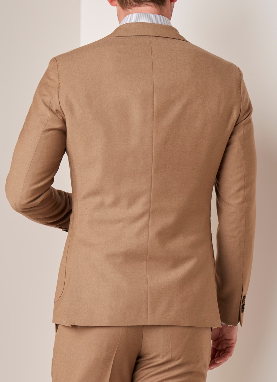 Van Gils Elliot tailored fit colbert van scheerwol - achterkant camel