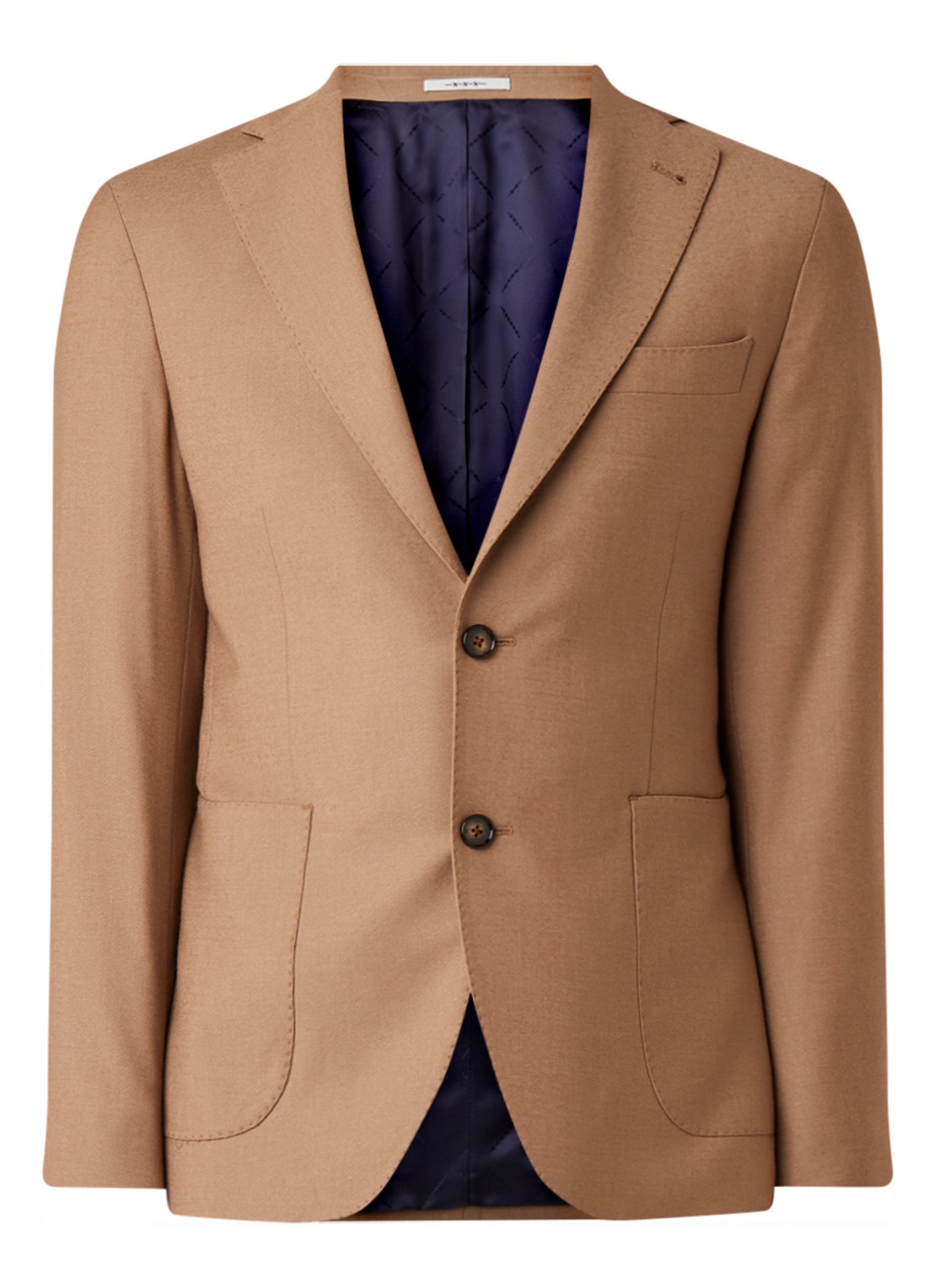 Van Gils Elliot tailored fit colbert van scheerwol - voorkant 2 camel