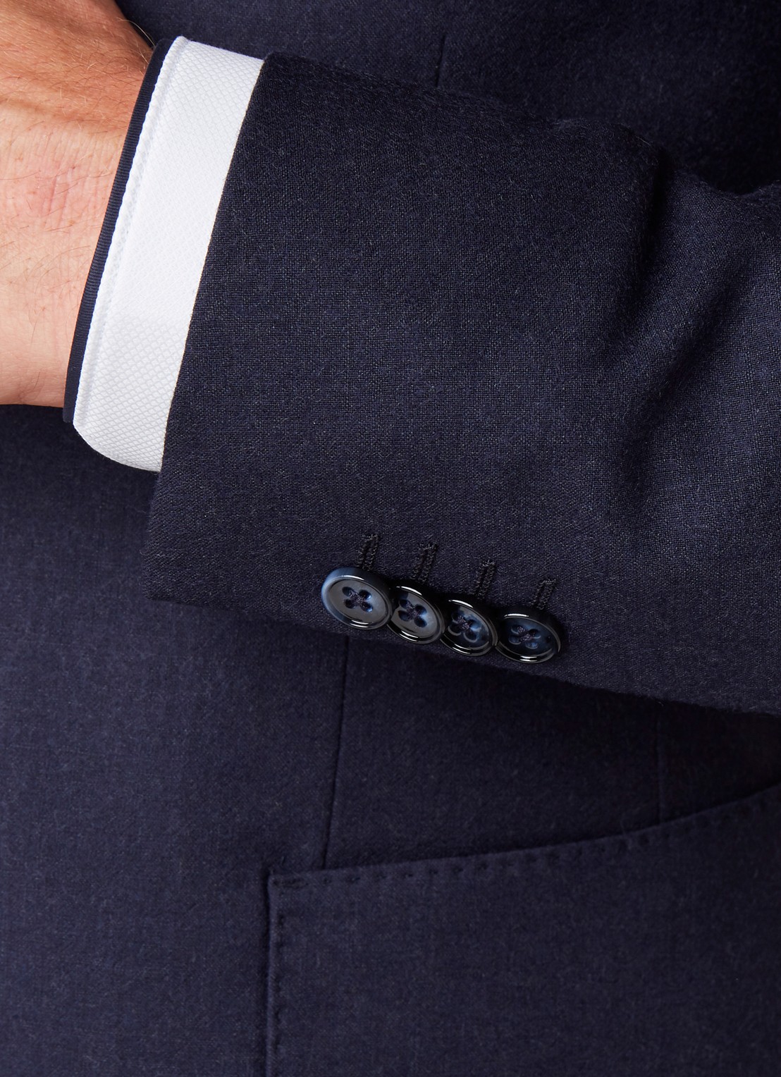 Van Gils Elliott tailored fit colbert in wolblend - detail 6 donkerblauw