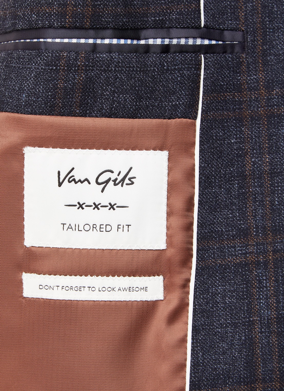 Van Gils Ellis 2-delig pak in zijdeblend - detail 4 donkerblauw