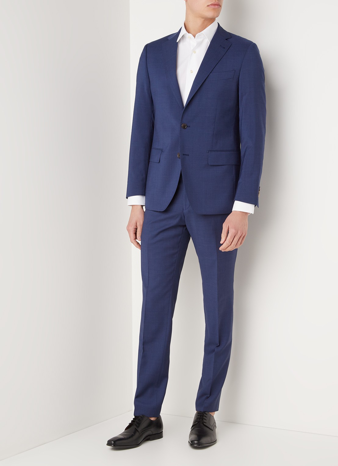 Van Gils Ellis regular fit pak van wol - detail 3 donkerblauw