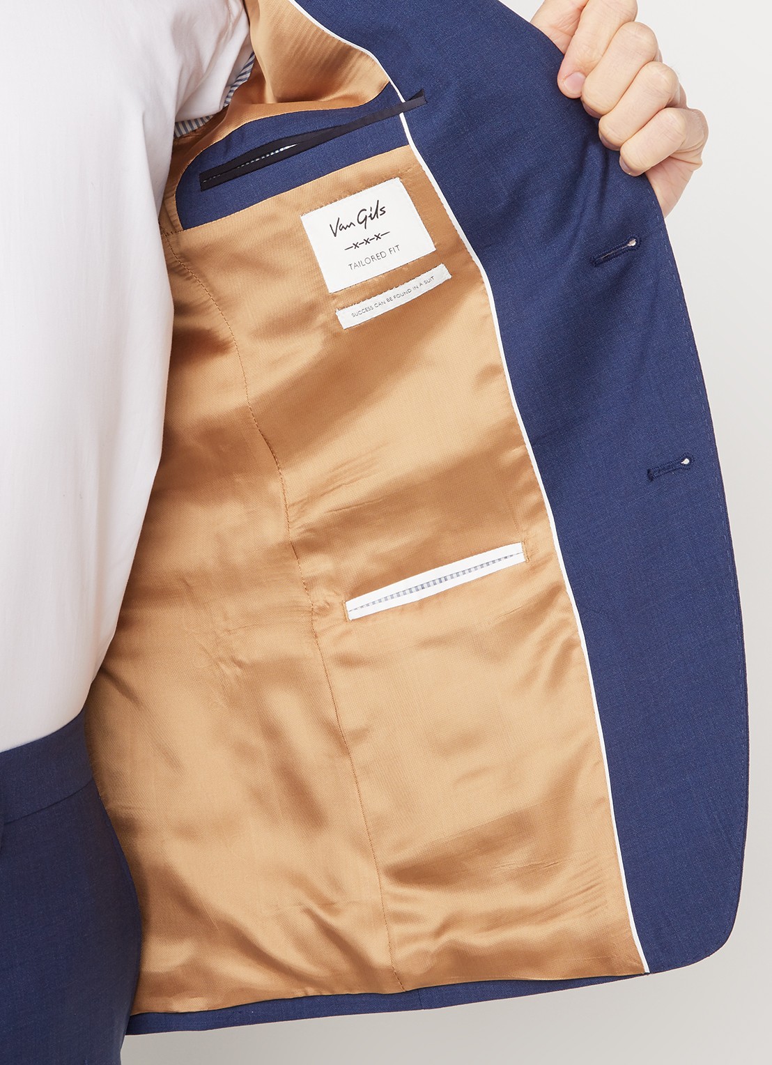 Van Gils Ellis regular fit pak van wol - detail 5 donkerblauw