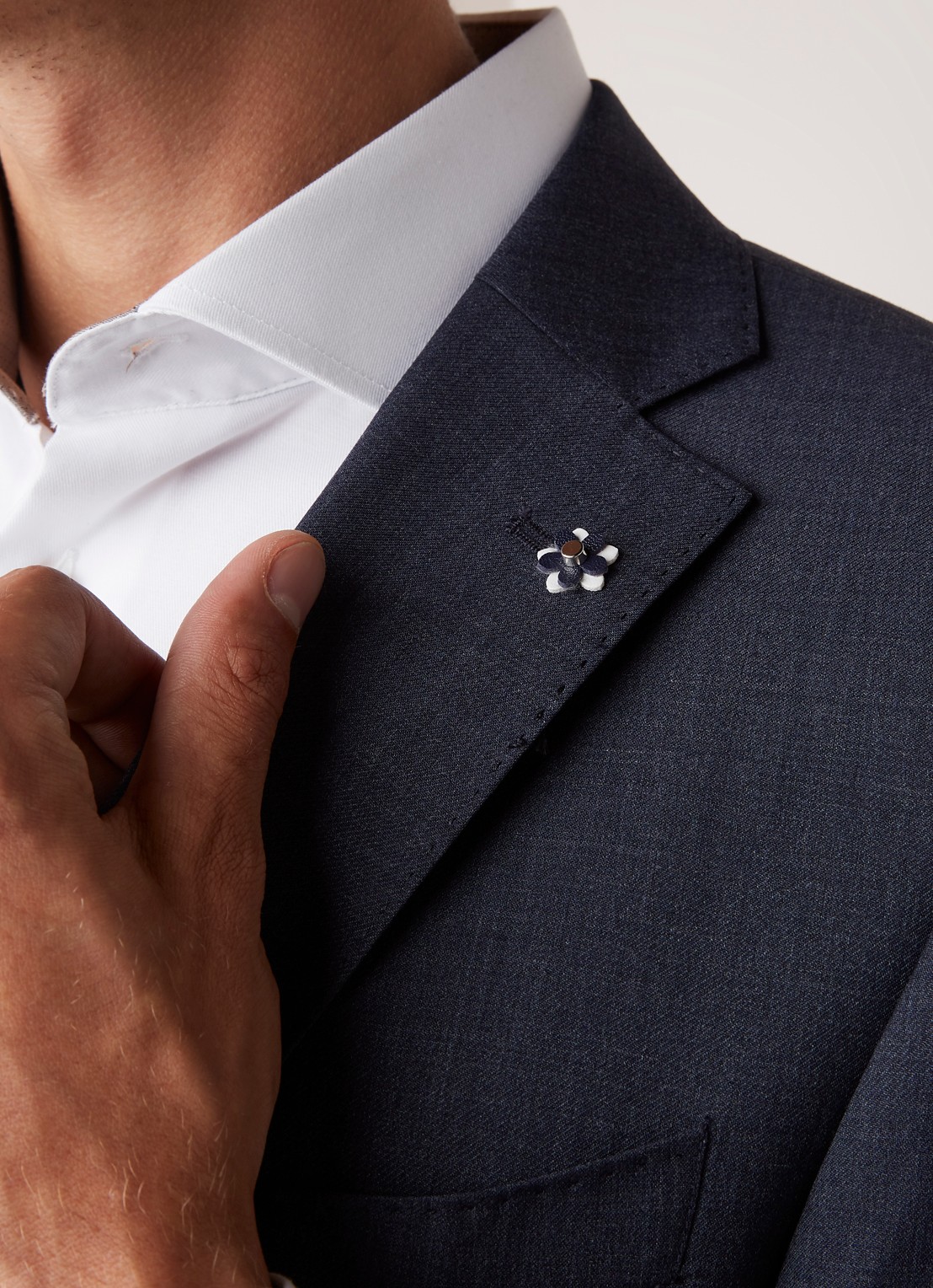 Van Gils Ellison slim fit colbert in wolblend - detail 5 donkerblauw