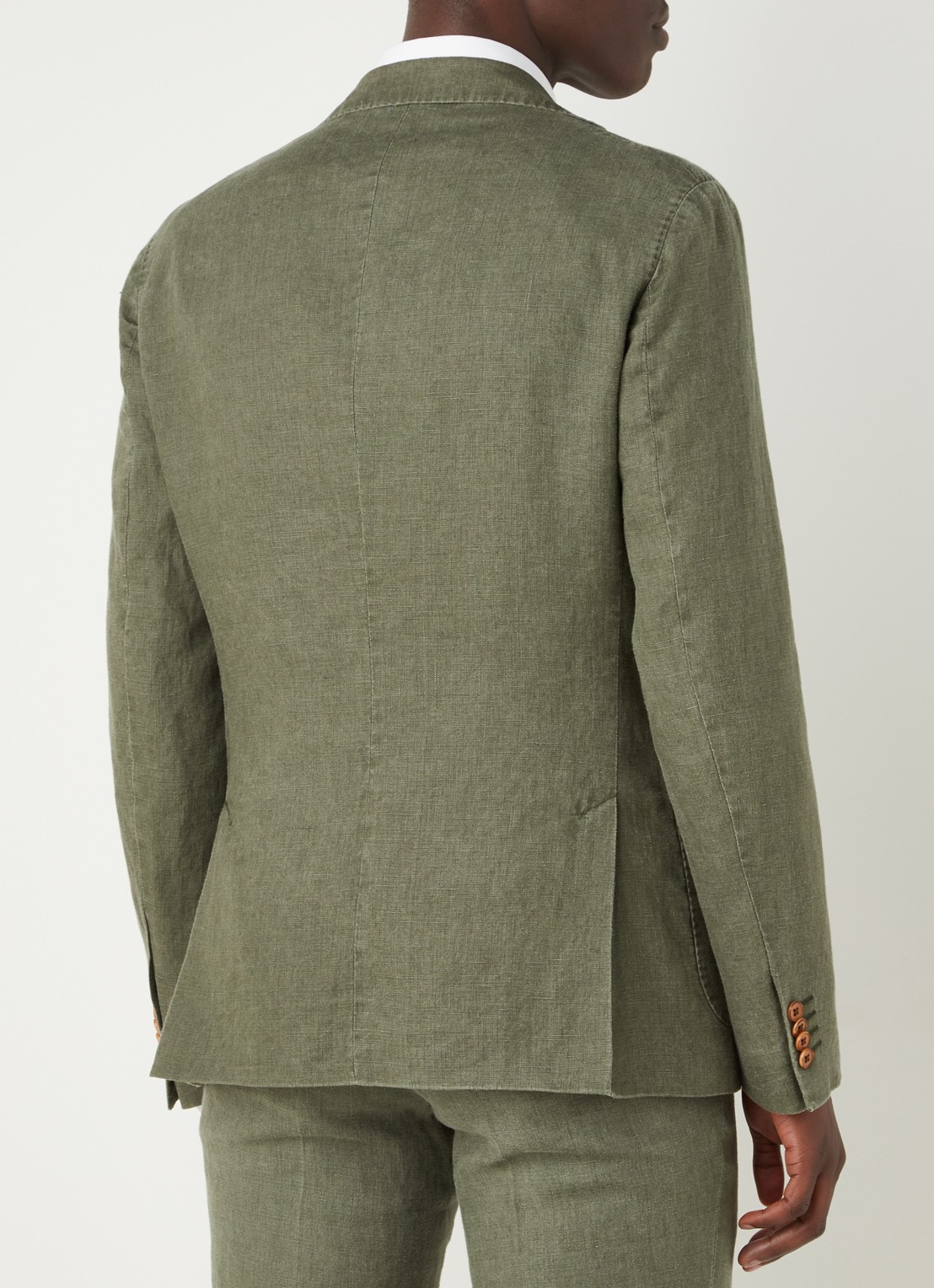 Van Gils Elray slim fit colbert van linnen - achterkant 5 olijfgroen