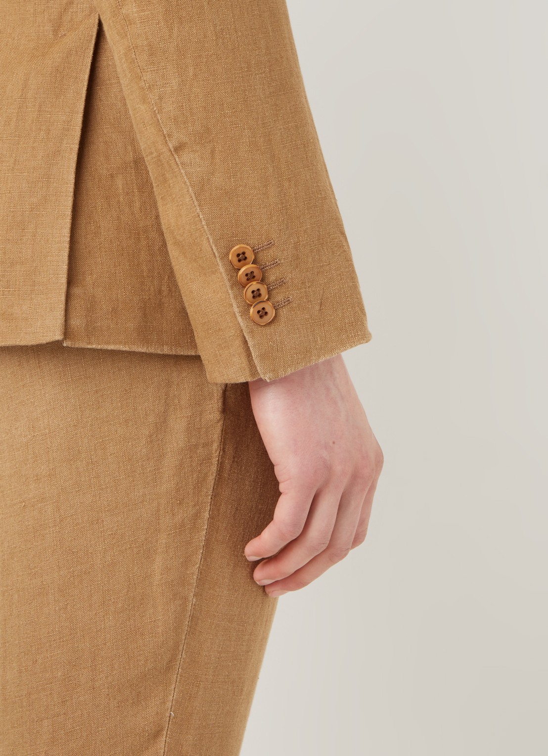 Van Gils Elray slim fit colbert van linnen - detail 6 camel
