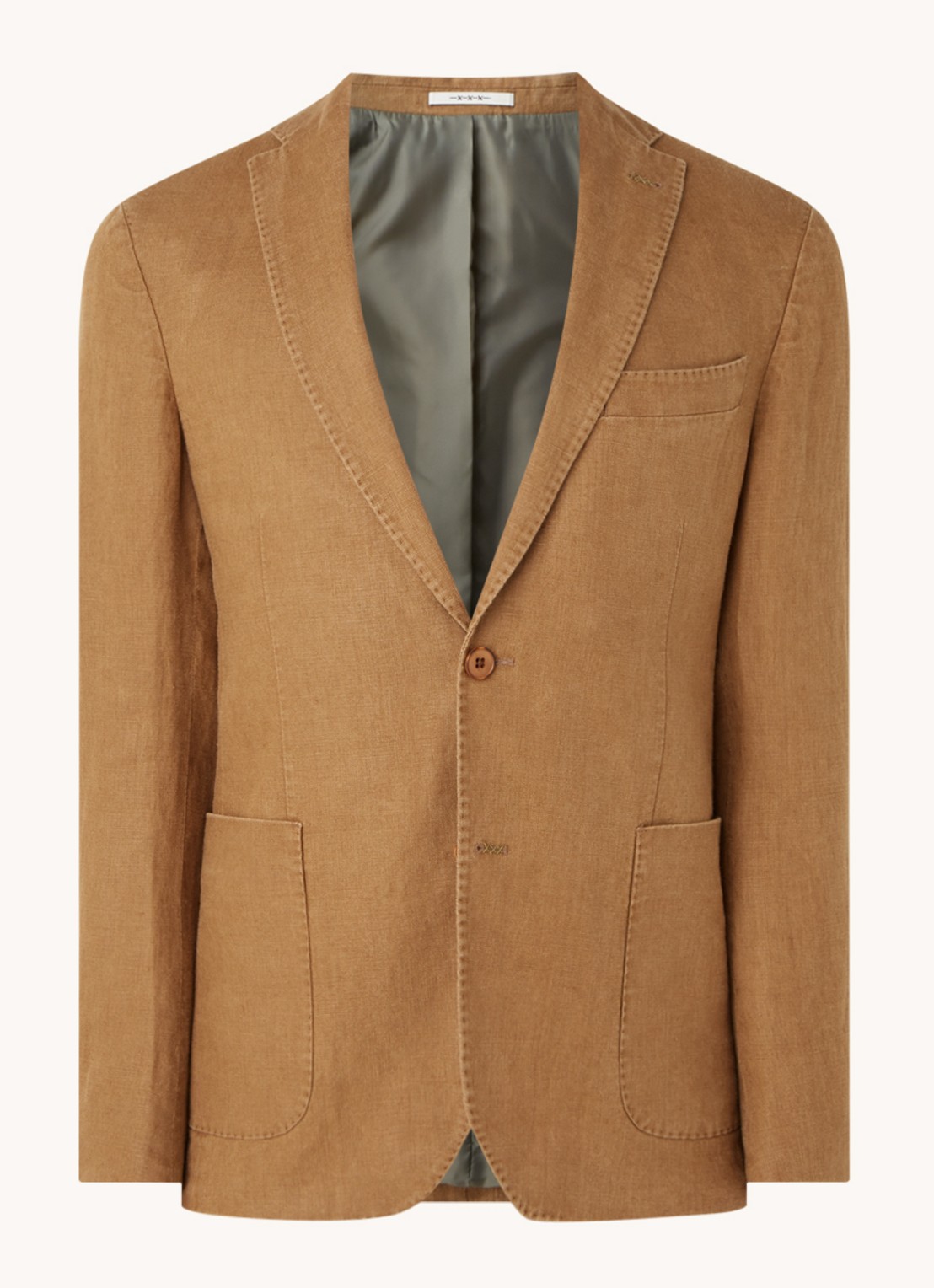 Van Gils Elray slim fit colbert van linnen - voorkant camel