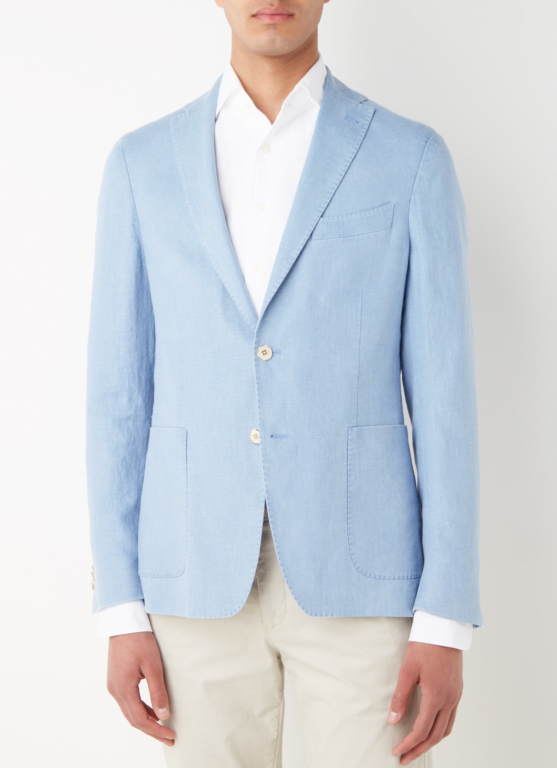 Van Gils Elray slim fit colbert van linnen - detail 4 lichtblauw