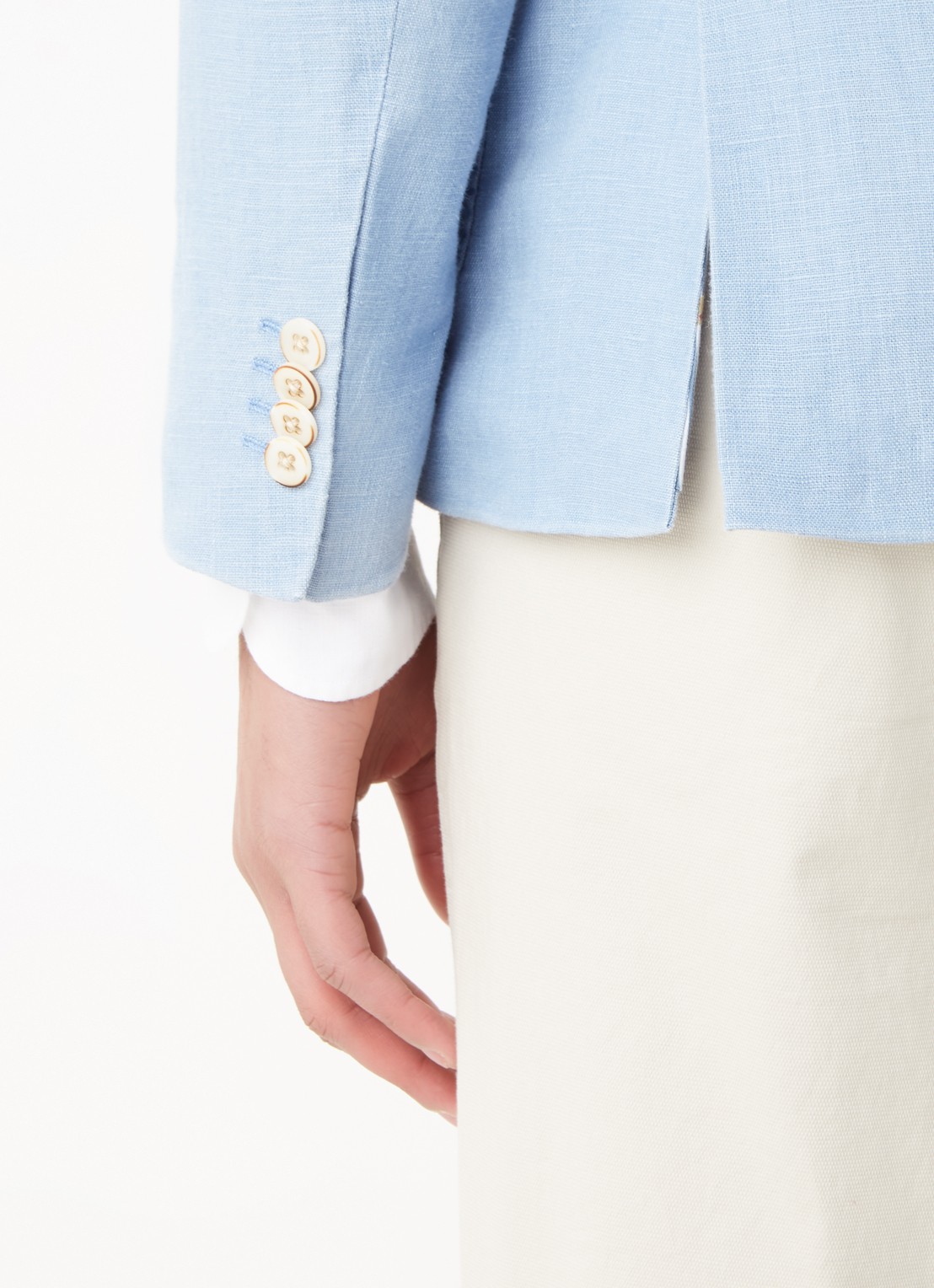 Van Gils Elray slim fit colbert van linnen - detail 6 lichtblauw
