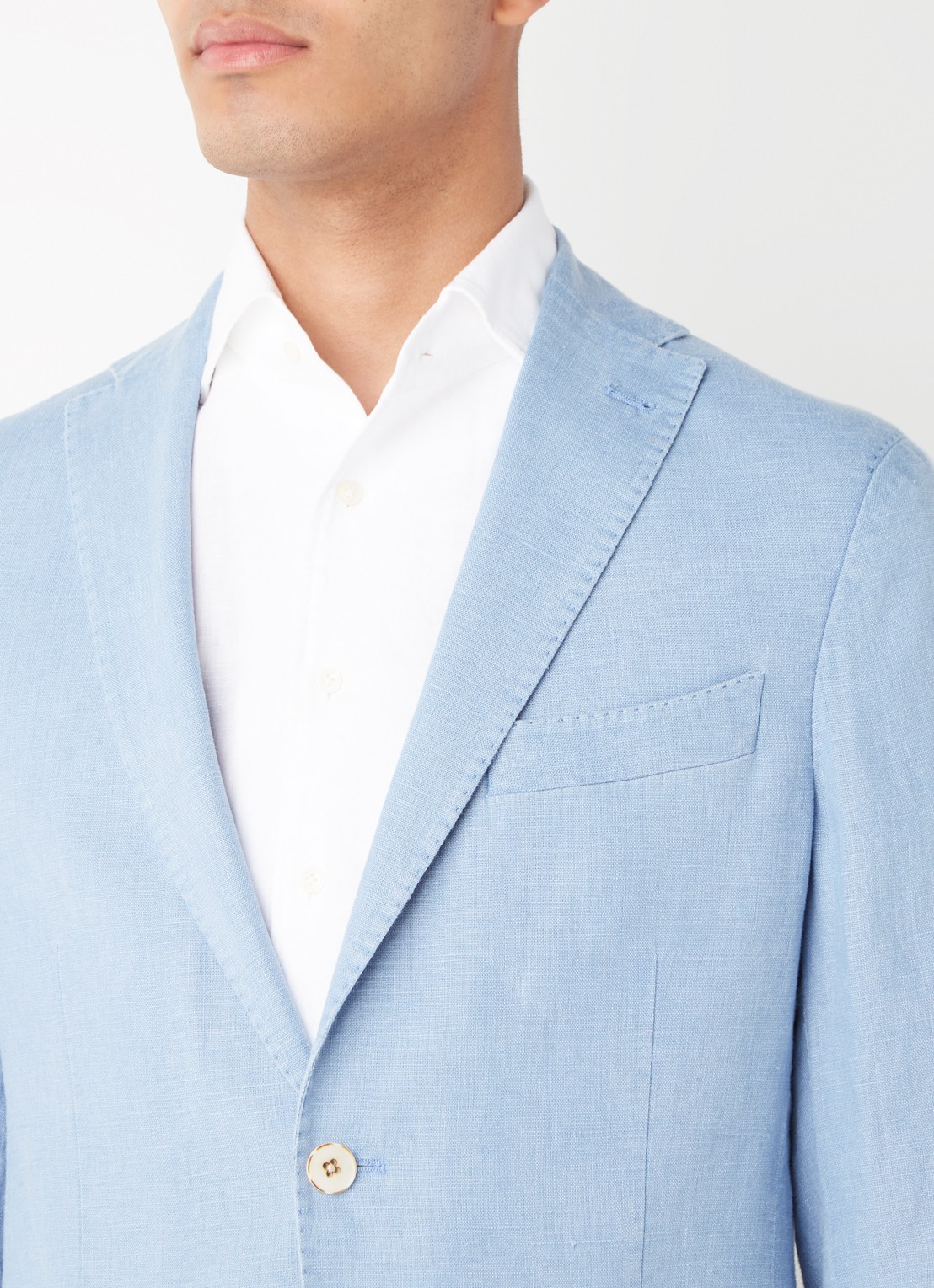 Van Gils Elray slim fit colbert van linnen - detail 7 lichtblauw