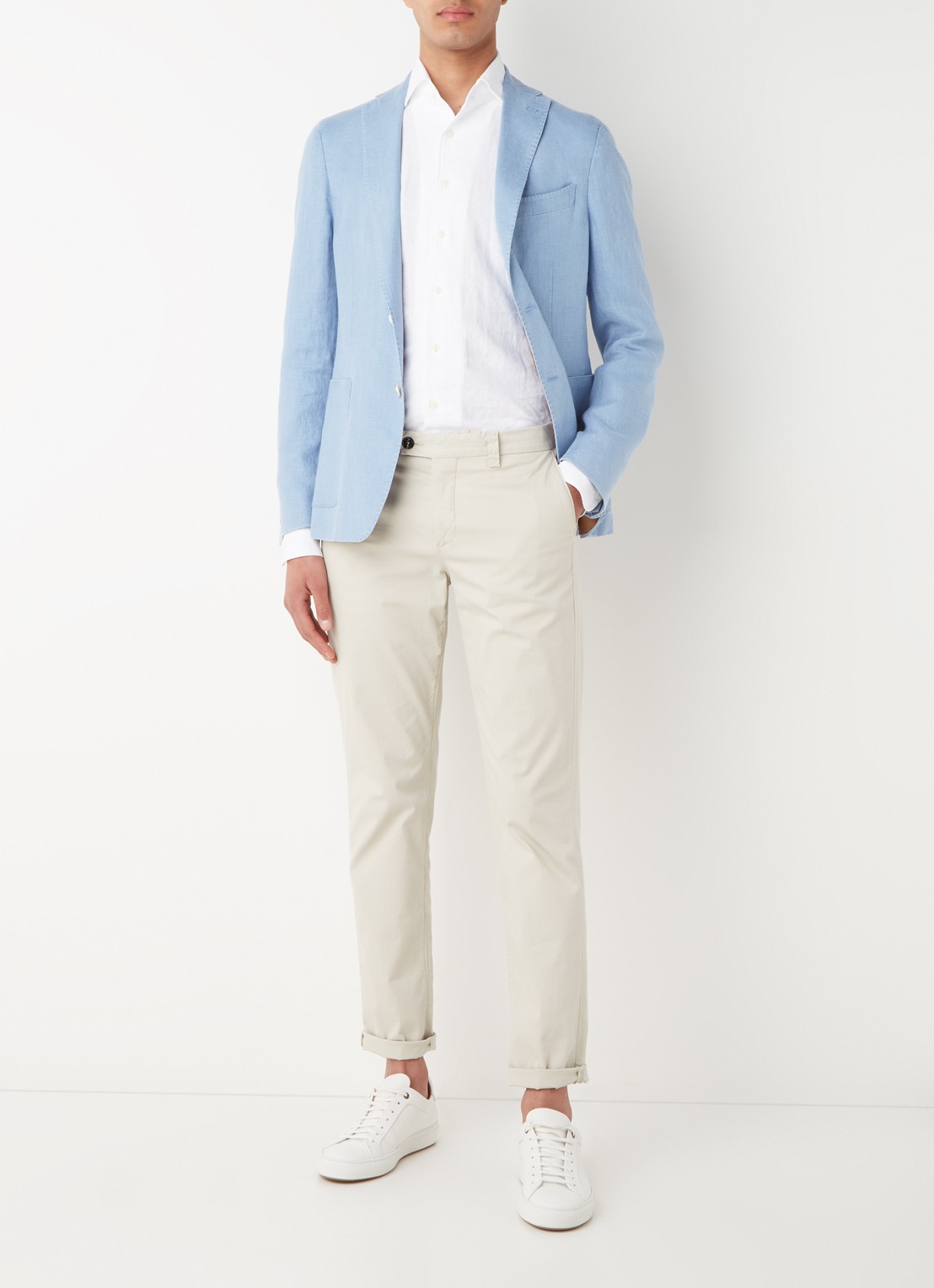 Van Gils Elray slim fit colbert van linnen - voorkant 3 lichtblauw