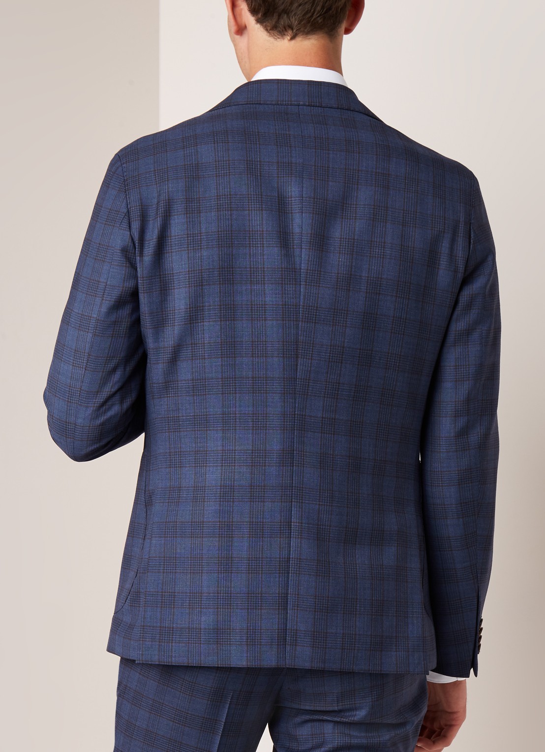 Van Gils Elwyn tailored fit colbert met ruitdessin - achterkant donkerblauw