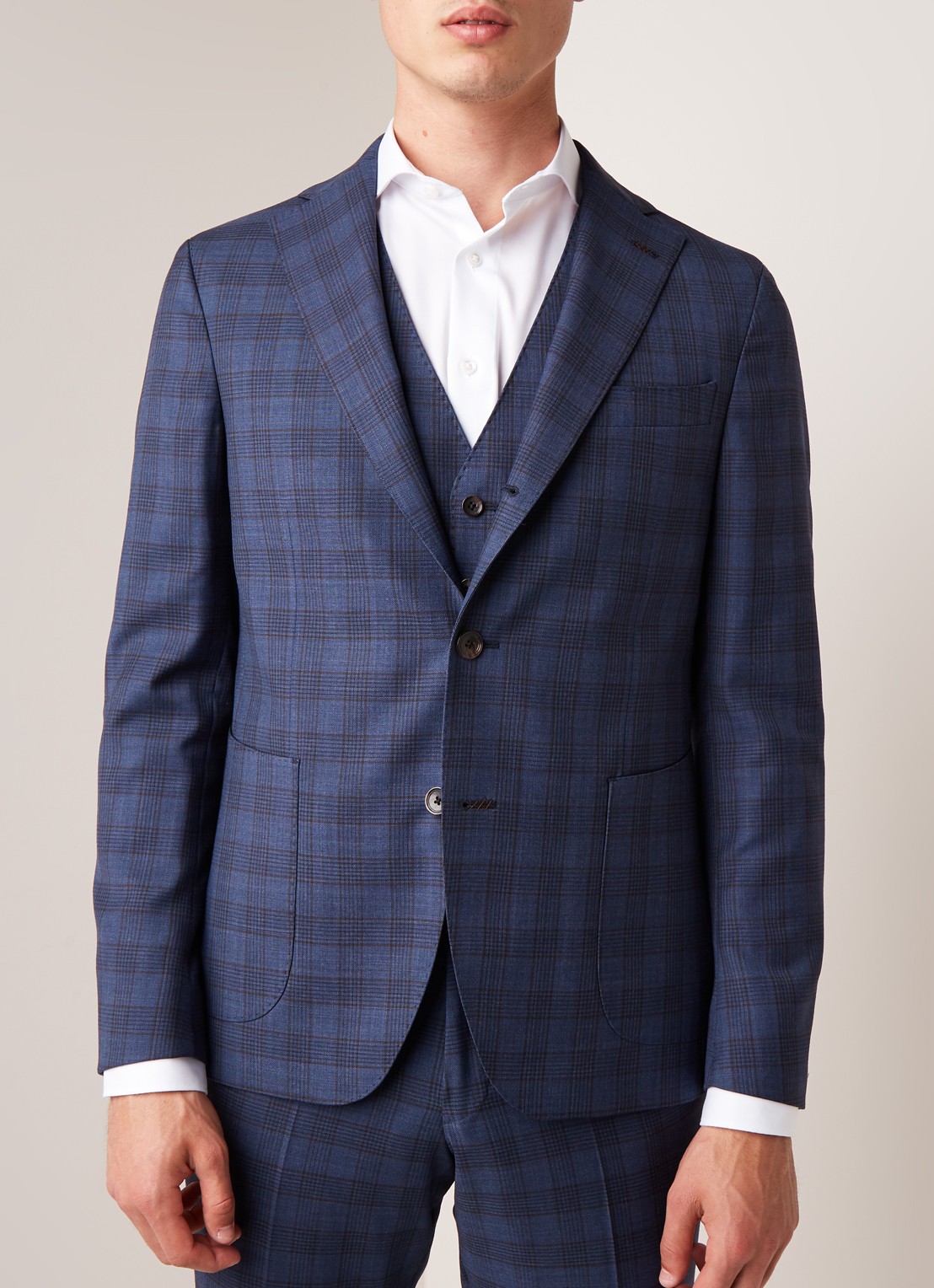 Van Gils Elwyn tailored fit colbert met ruitdessin - detail 2 donkerblauw