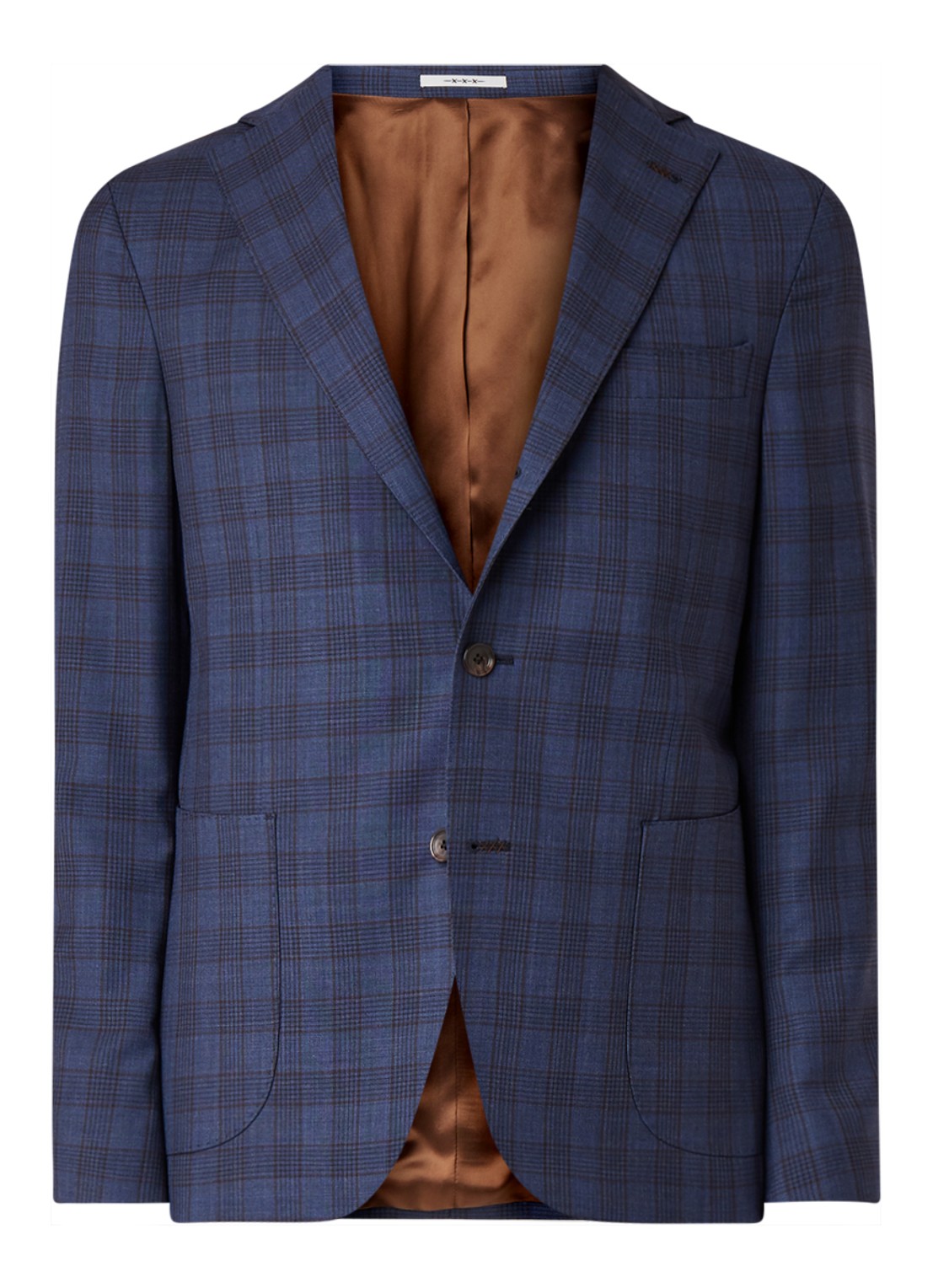 Van Gils Elwyn tailored fit colbert met ruitdessin - voorkant 4 donkerblauw