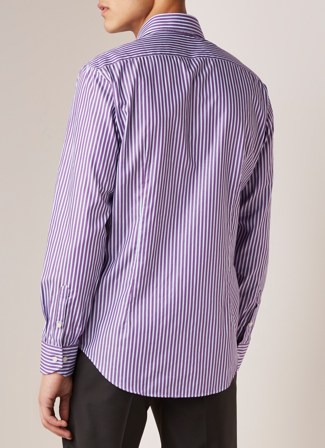 Van Gils Enzo tailored fit overhemd met streepdessin - achterkant paars