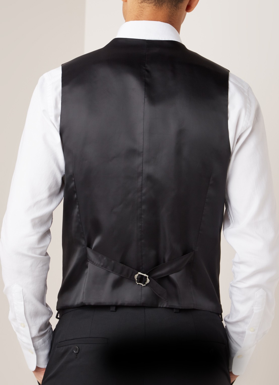 Van Gils Evion slim fit gilet in wolblend - achterkant zwart