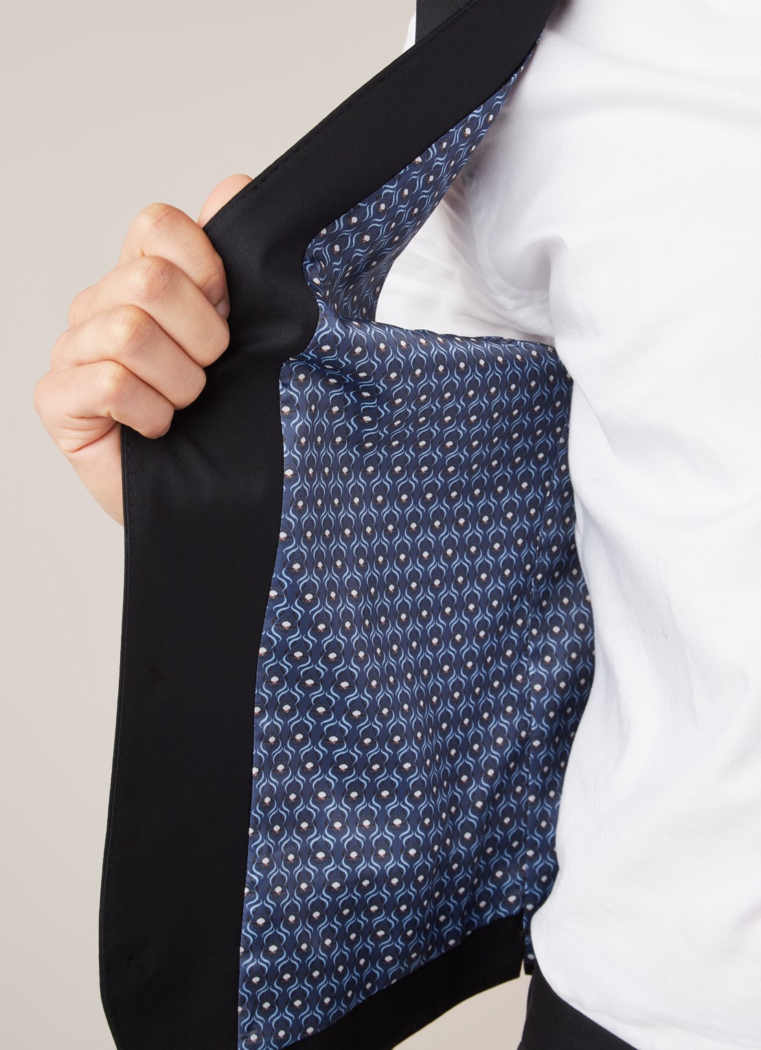 Van Gils Evion slim fit gilet in wolblend - detail 3 zwart
