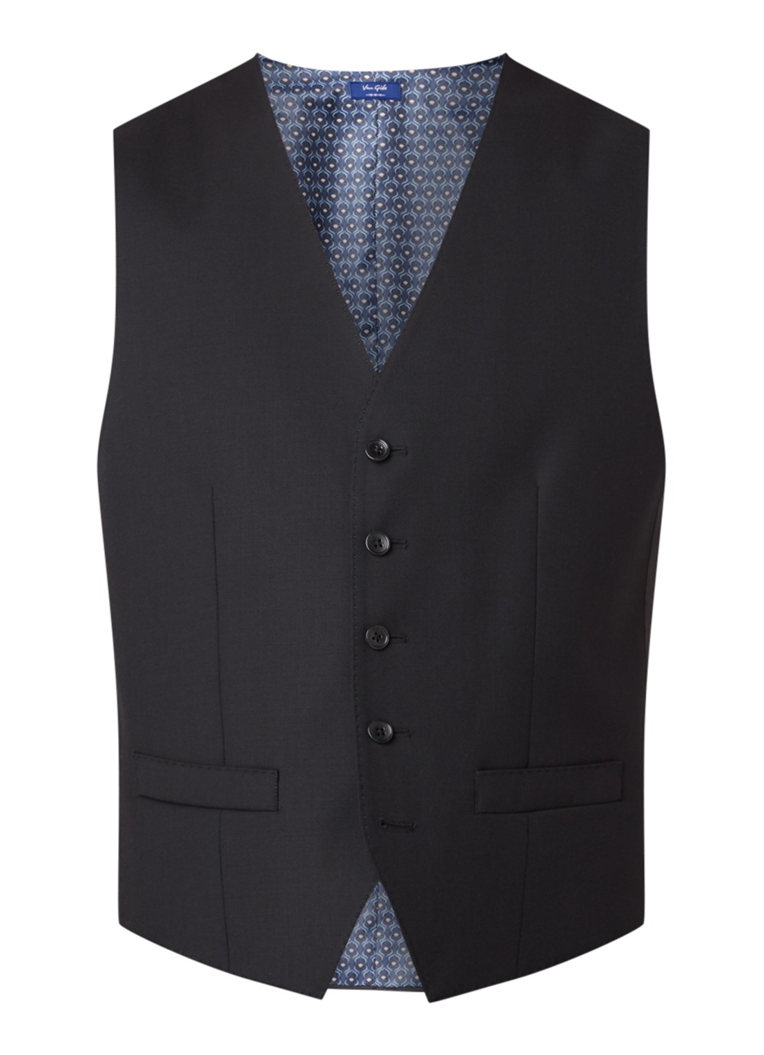 Van Gils Evion slim fit gilet in wolblend - voorkant 4 zwart