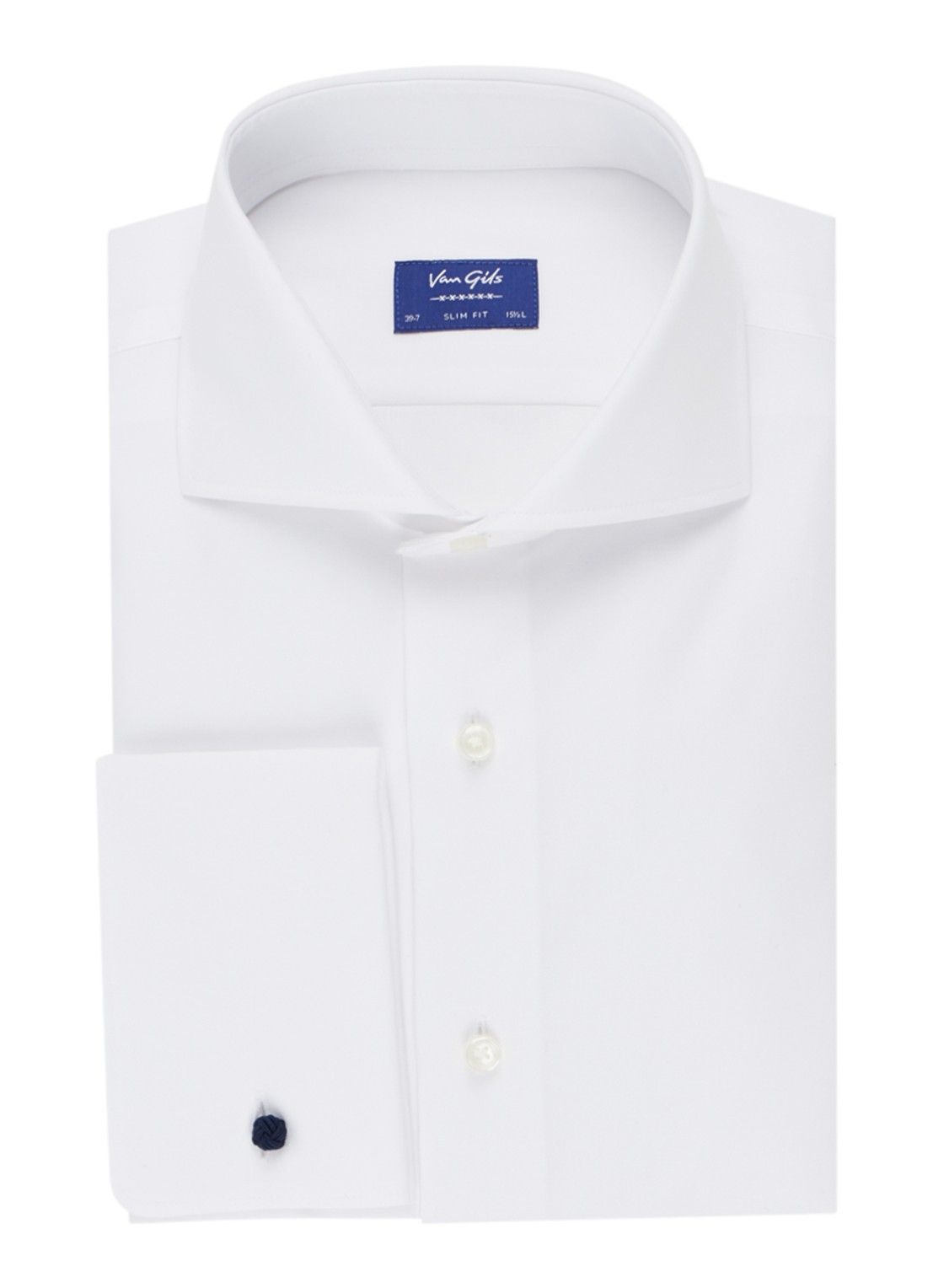 Van Gils Ext slim fit overhemd met wide spread-kraag - voorkant 3 wit