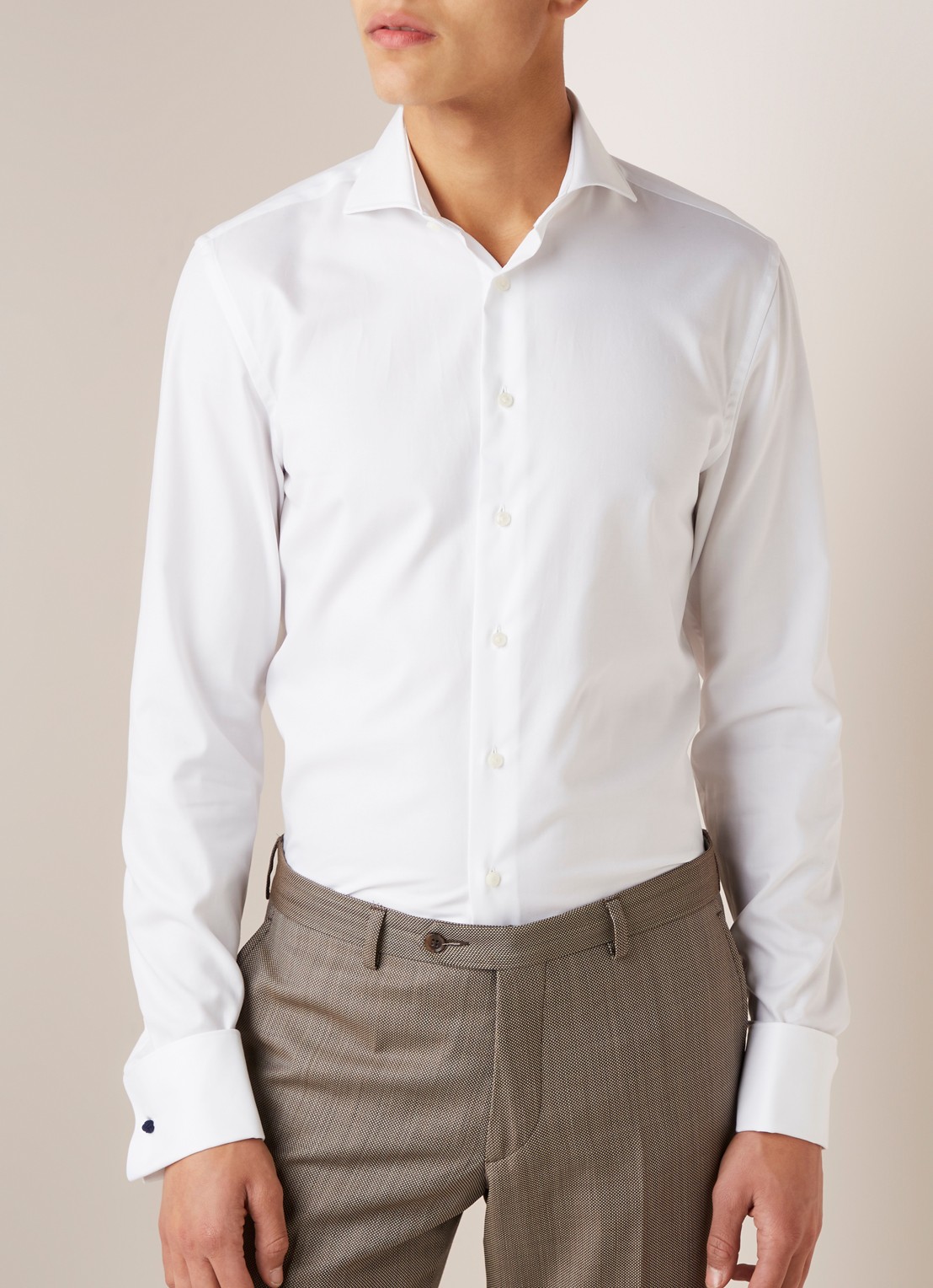 Van Gils Ext slim fit overhemd met wide spread-kraag - detail 2 wit