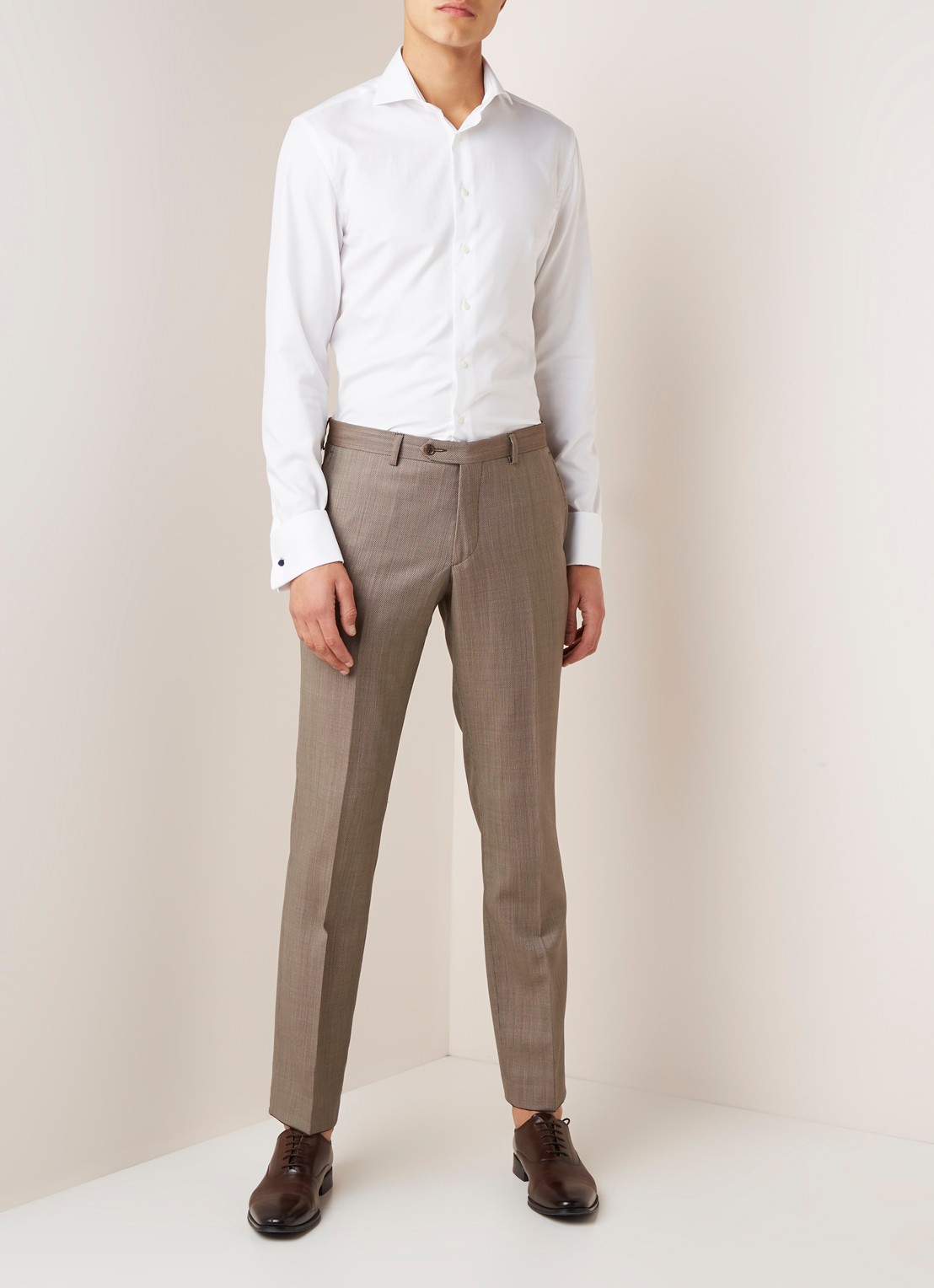 Van Gils Ext slim fit overhemd met wide spread-kraag - voorkant 4 wit