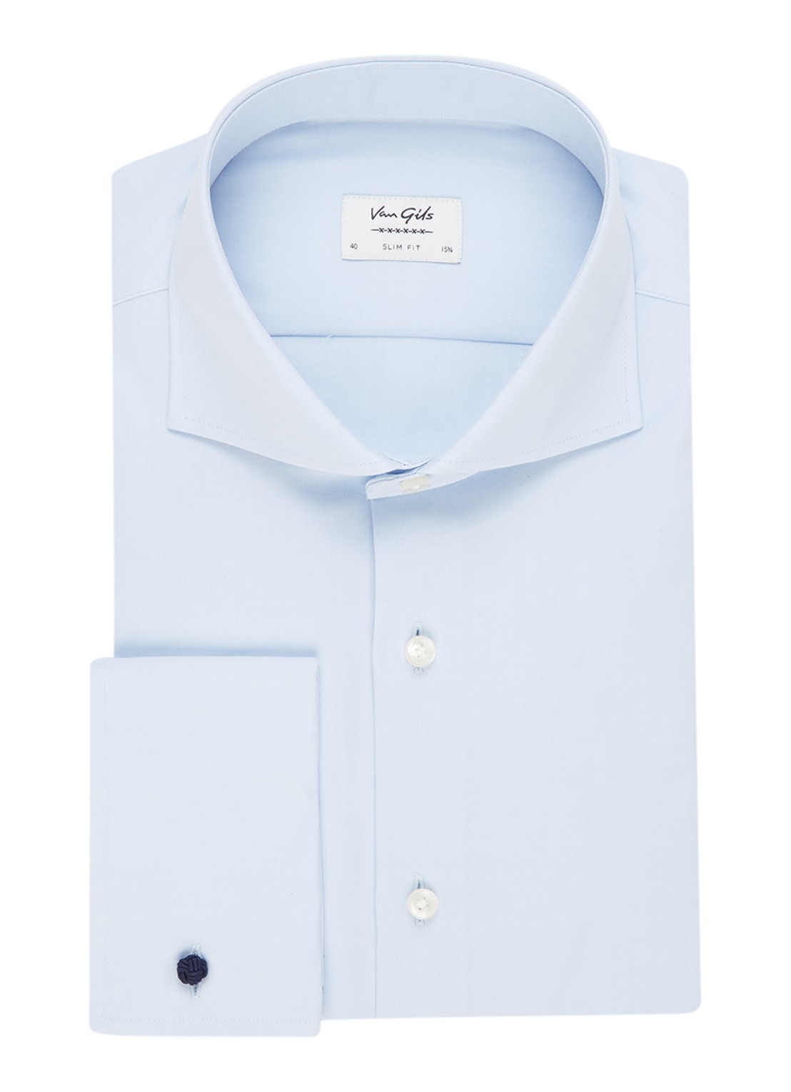 Van Gils Ext slim fit overhemd met wide spread-kraag - voorkant lichtblauw