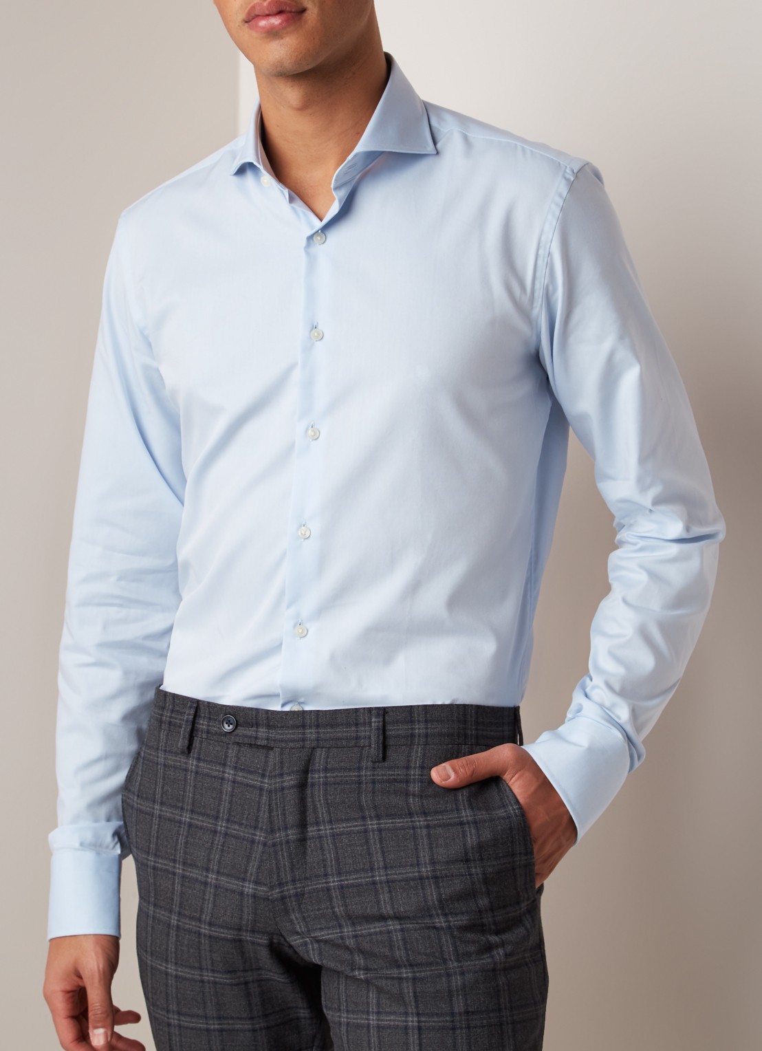 Van Gils Extreme slim fit overhemd met stretch - detail 3 lichtblauw