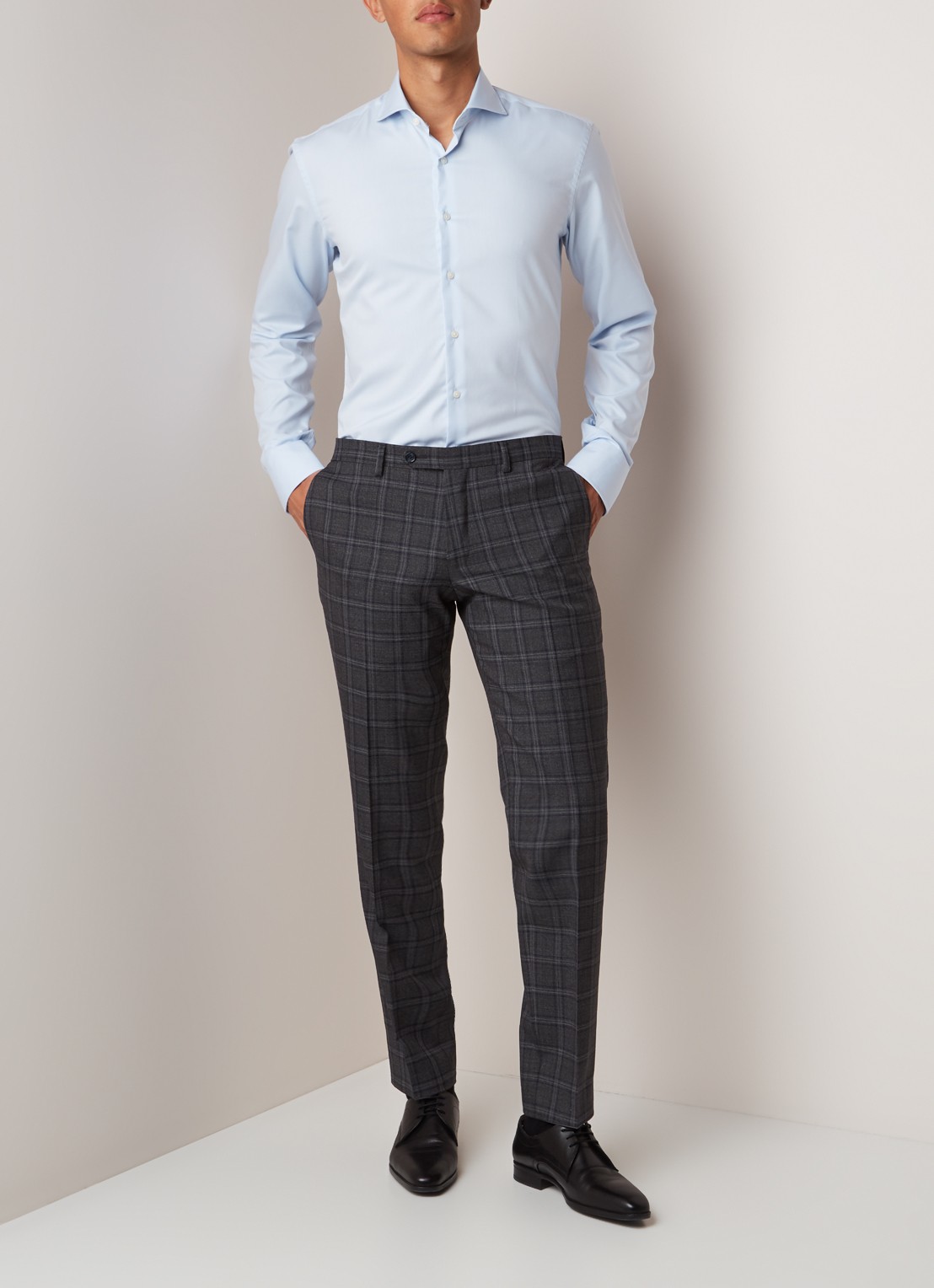Van Gils Extreme slim fit overhemd met stretch - voorkant 2 lichtblauw