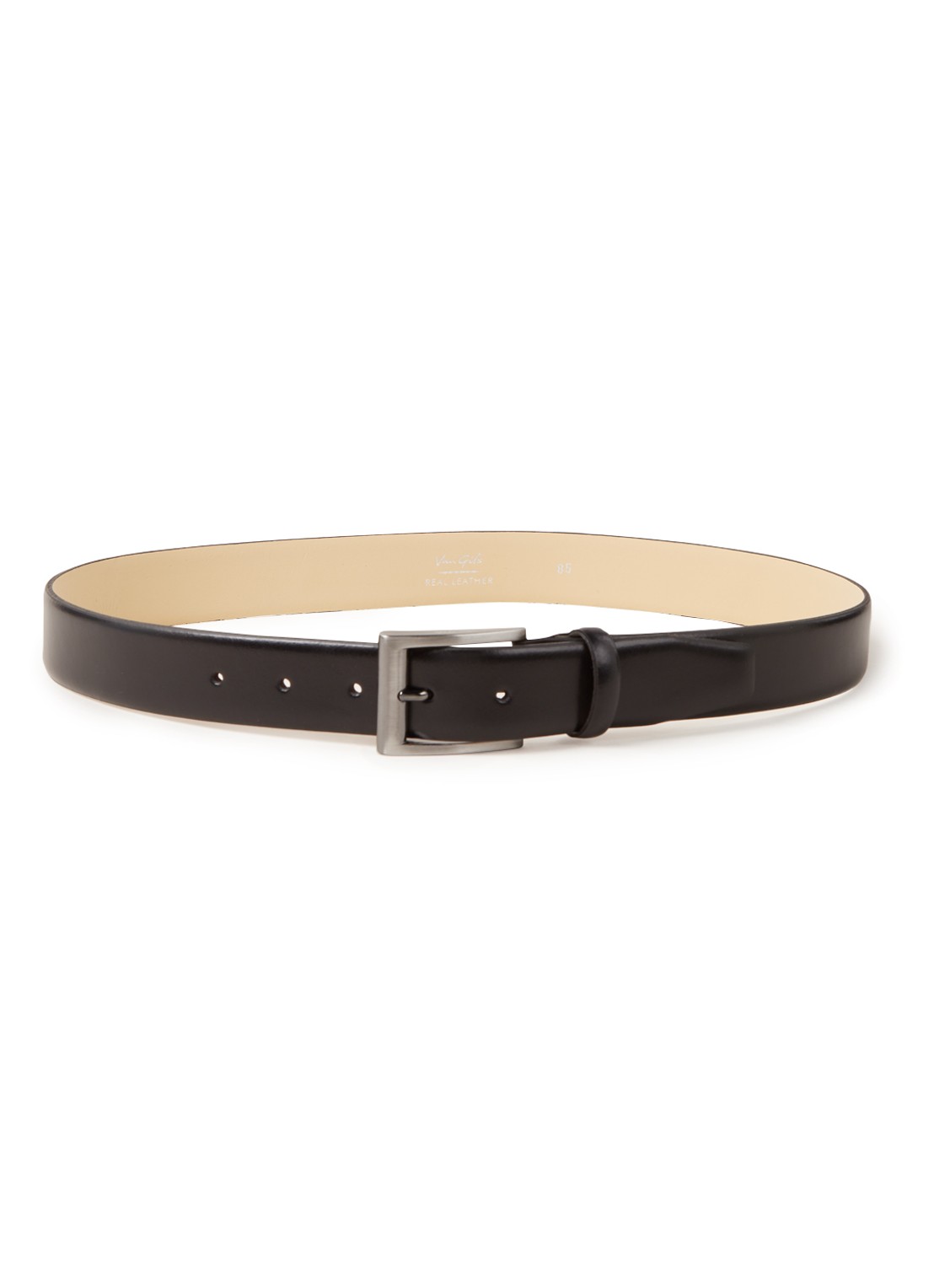 Van Gils Rhett riem van leer - voorkant 2 zwart
