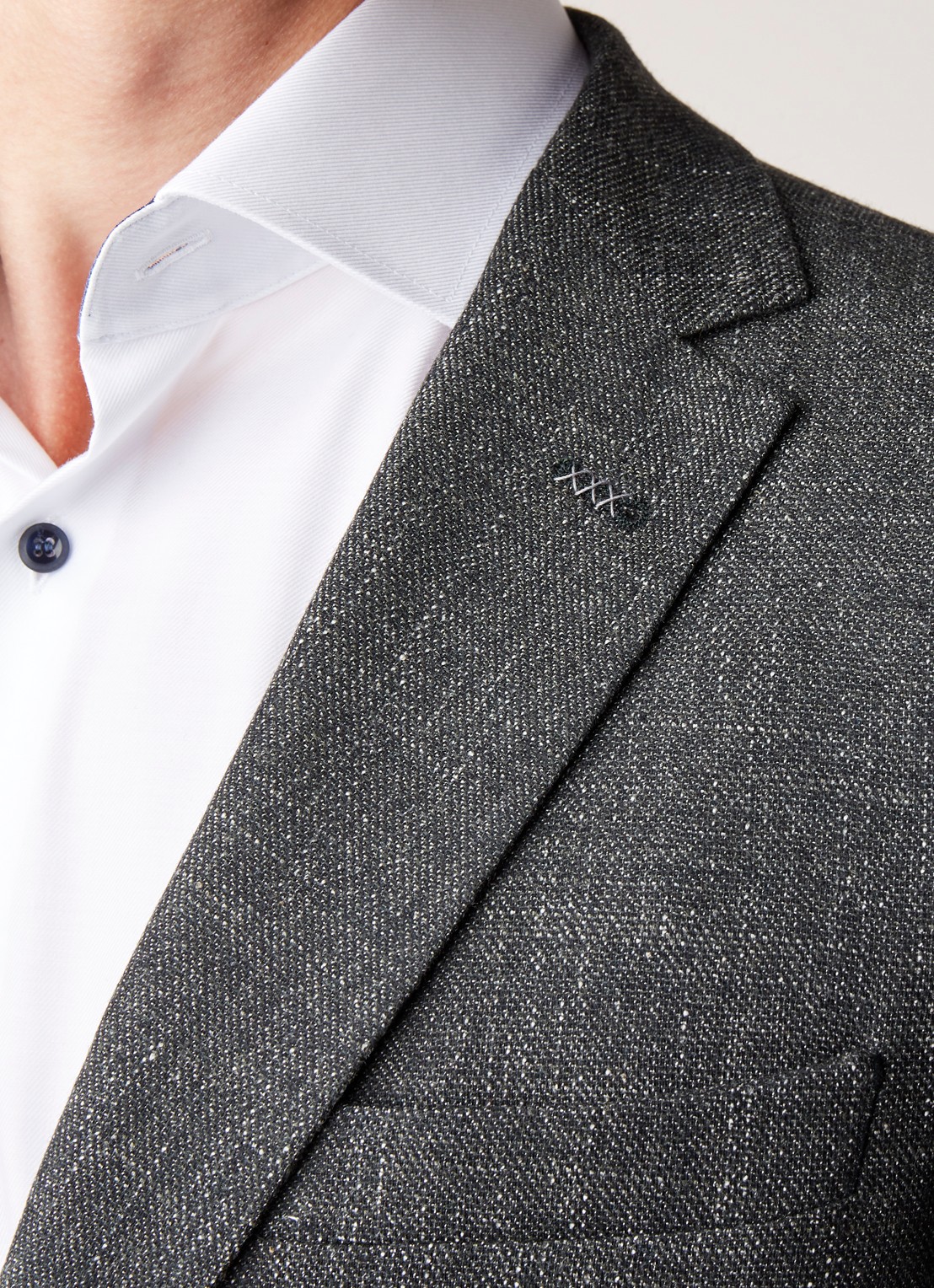 Van Gils Zayn slim fit colbert in gemêleerde wolblend - detail 4 groen