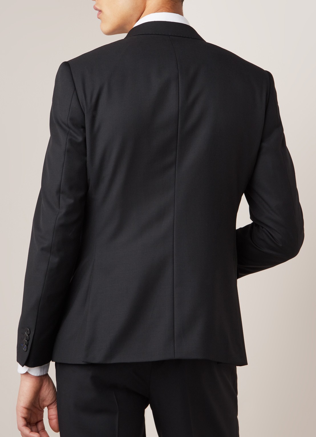 Van Gils Zayn slim fit colbert in wolblend met dubbele split - achterkant zwart