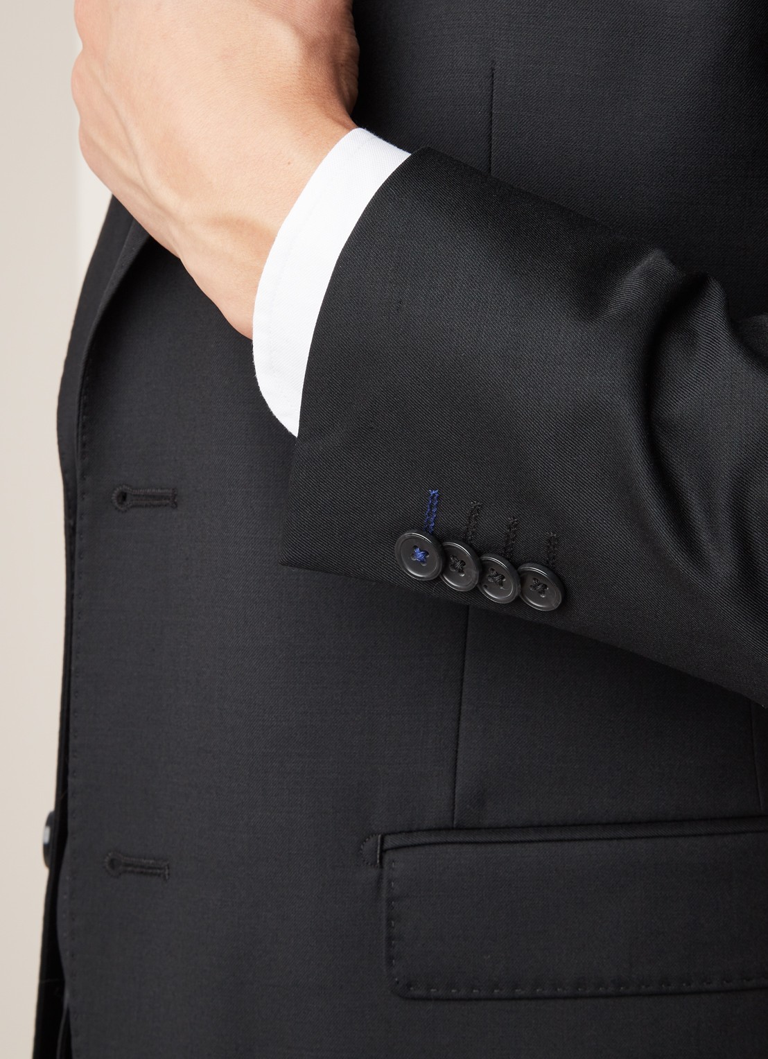 Van Gils Zayn slim fit colbert in wolblend met dubbele split - detail 4 zwart