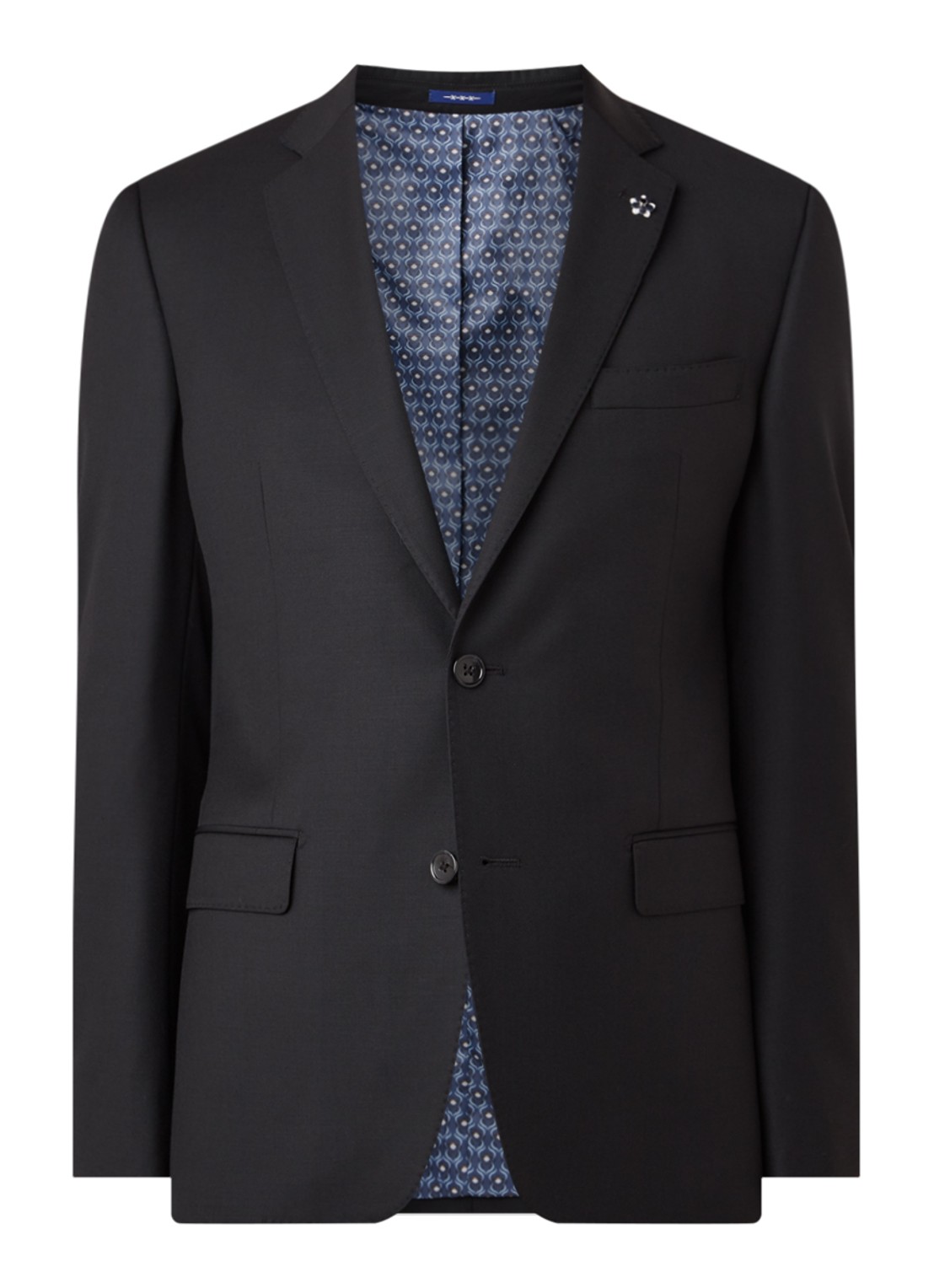 Van Gils Zayn slim fit colbert in wolblend met dubbele split - voorkant 6 zwart