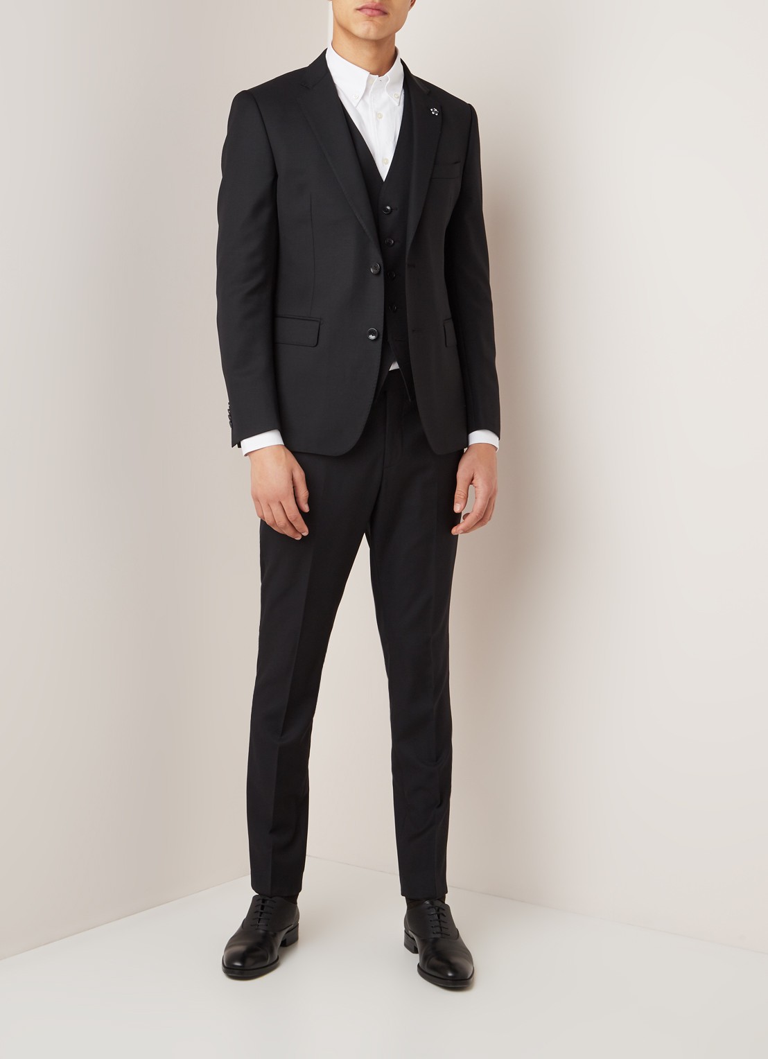 Van Gils Zayn slim fit colbert in wolblend met dubbele split - voorkant 7 zwart
