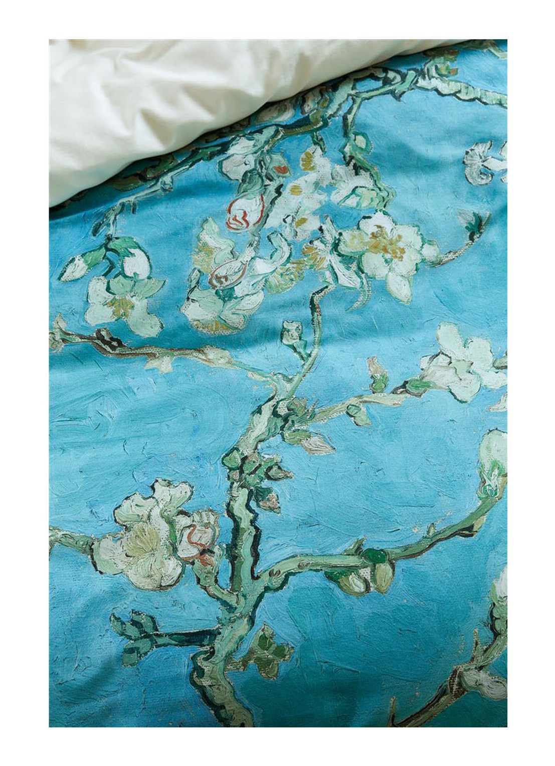 Van Gogh Museum Almond Blossom katoensatijn dekbedovertrekset - inclusief kussenslopen - detail 4 blauw