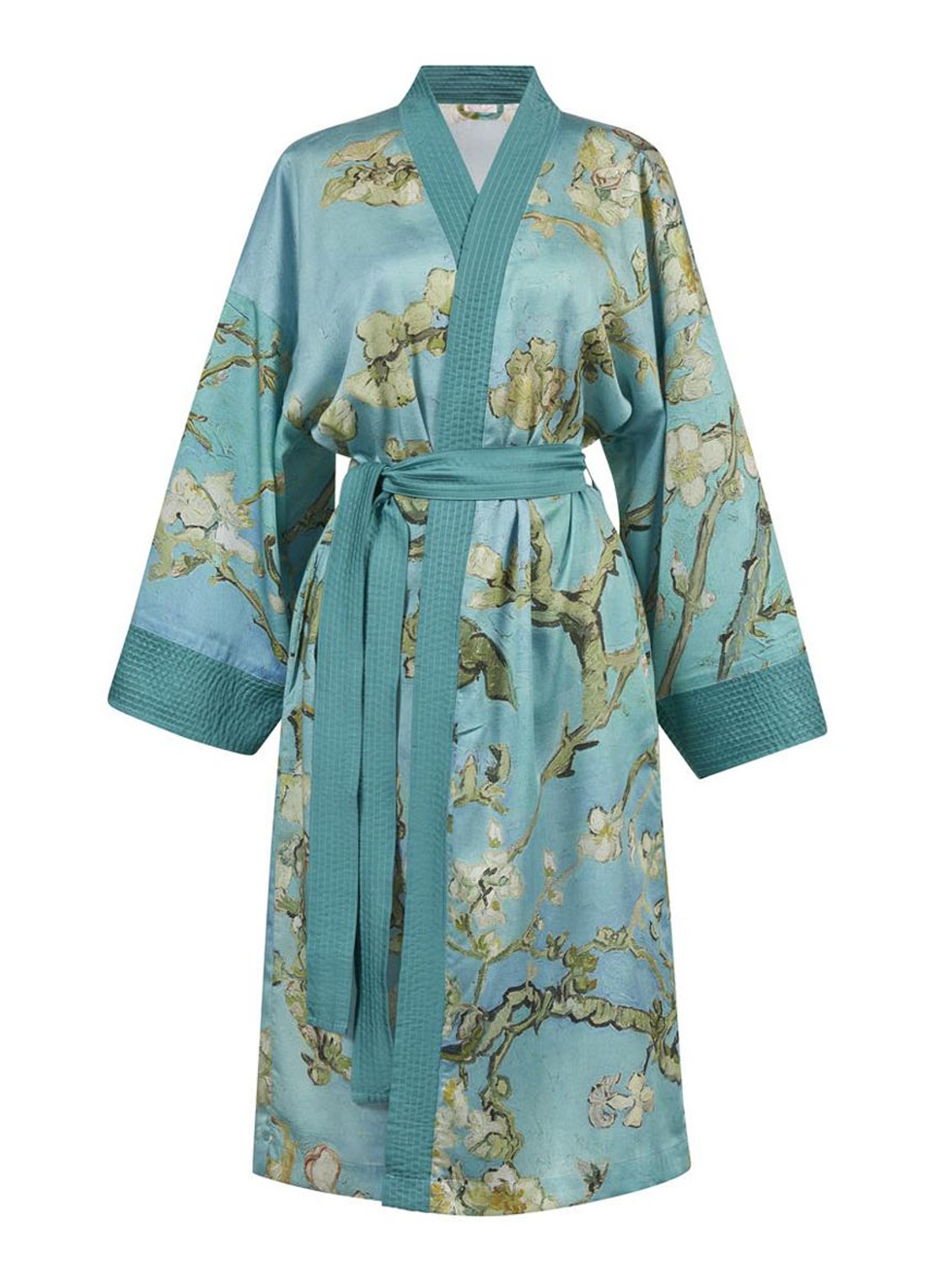 Van Gogh Museum Almond Blossom kimono met bloemenprint - voorkant 2 blauw