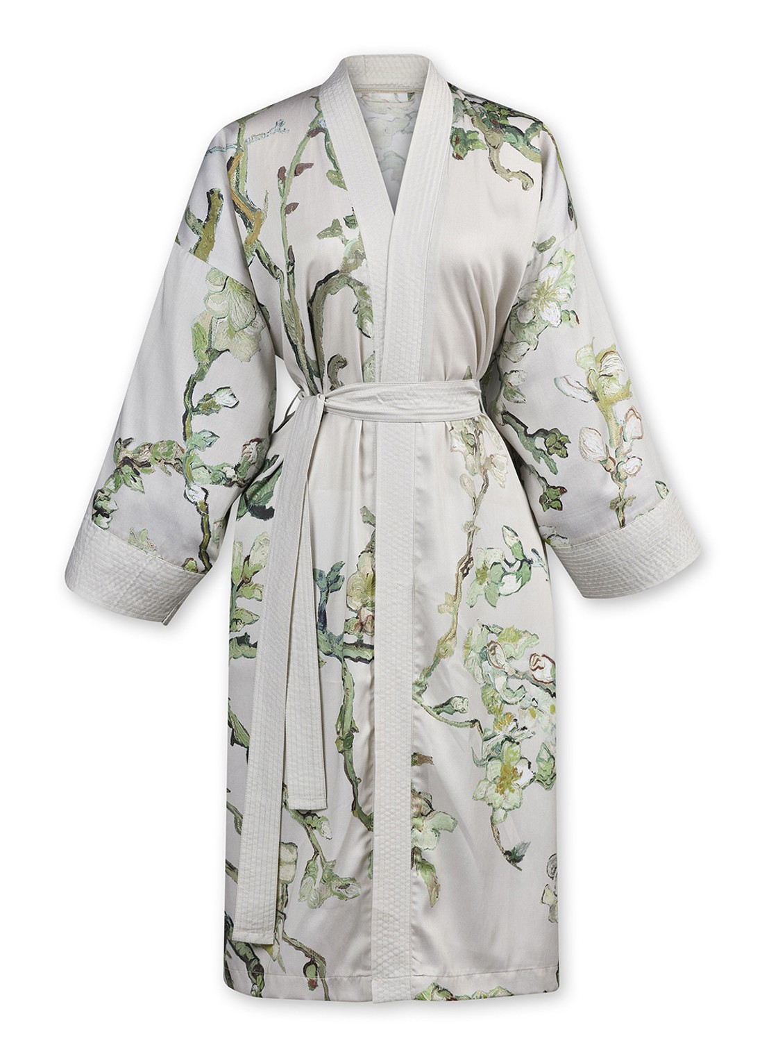 Van Gogh Museum Almond Blossom kimono met bloemenprint - voorkant 5 zand