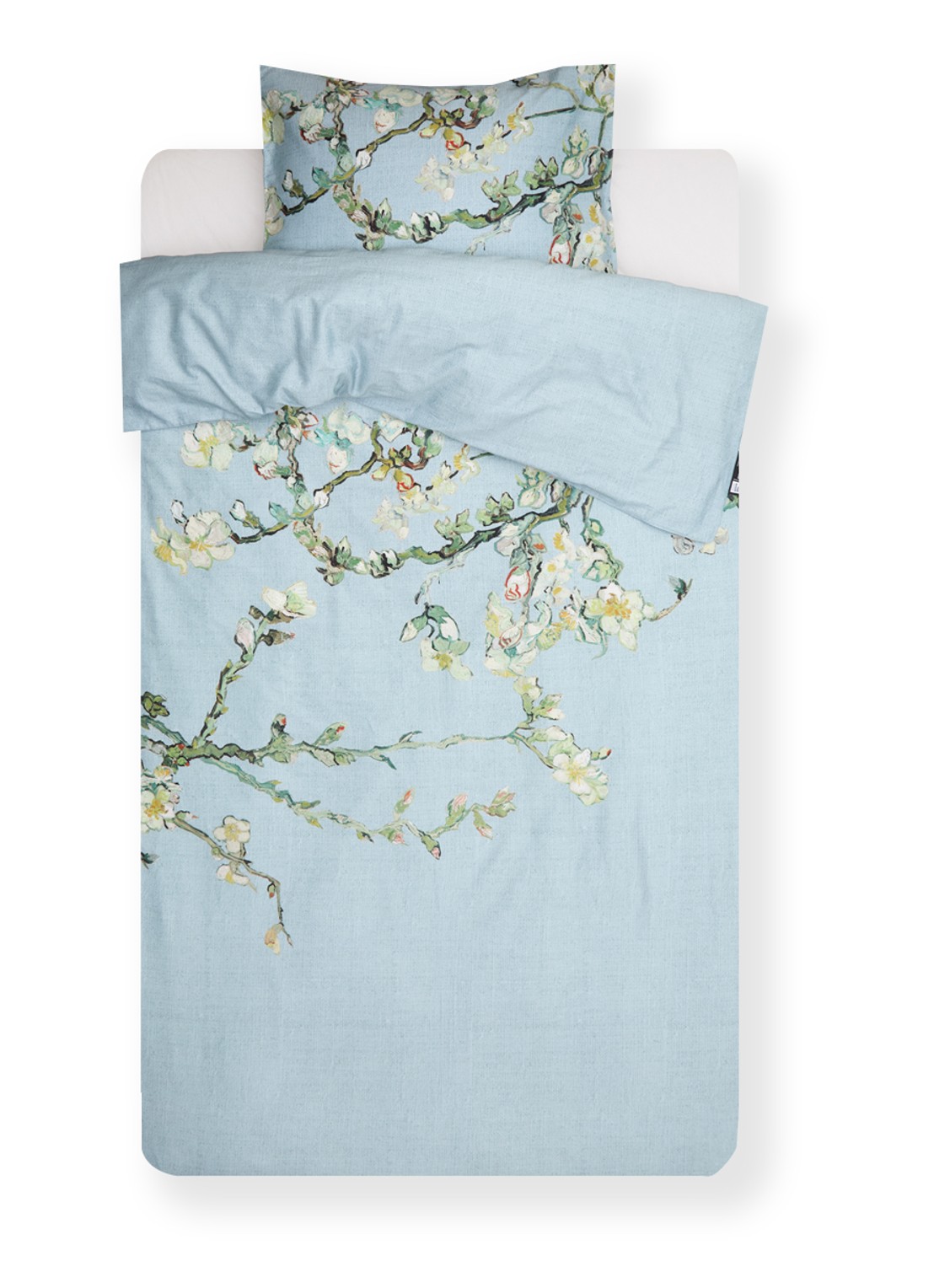 Van Gogh Museum Blossom dekbedovertrekset van katoensatijn 220TC - inclusief kussensloop - voorkant blauwgrijs