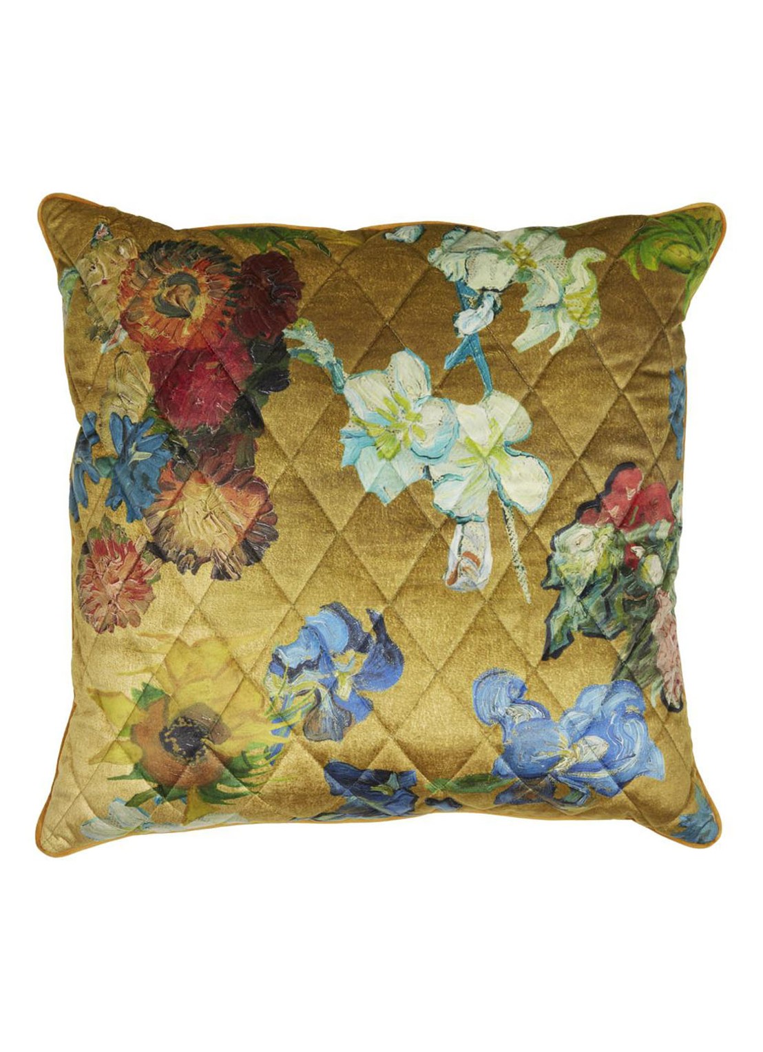 Van Gogh Museum Carré Fleuri sierkussen 50 x 50 cm - voorkant goud
