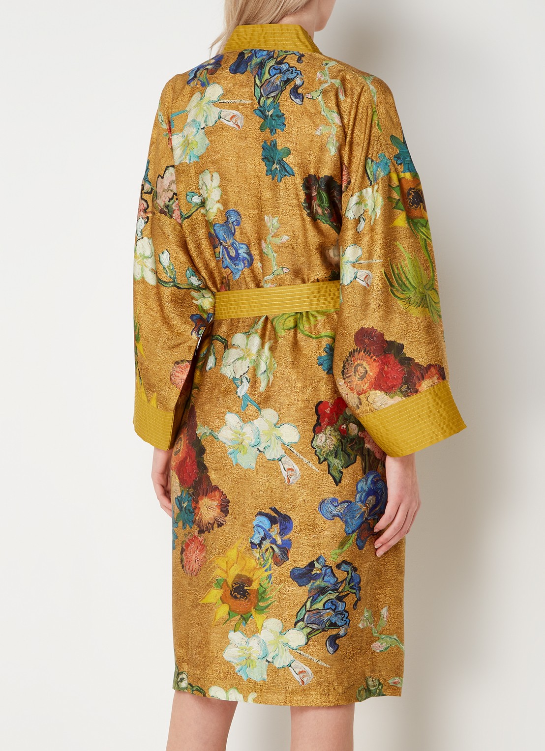 Van Gogh Museum Kimono van satijn met bloemenprint - achterkant 4 goud