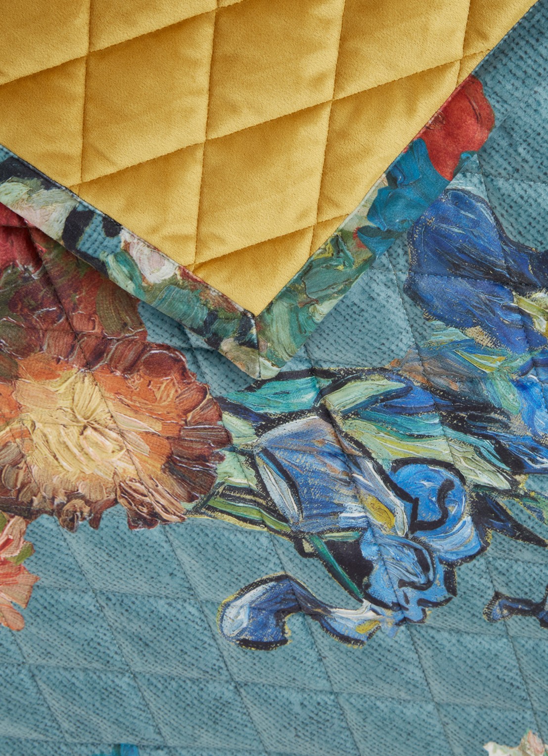 Van Gogh Museum Partout des Fleurs bedsprei van fluweel - detail 4 zeegroen