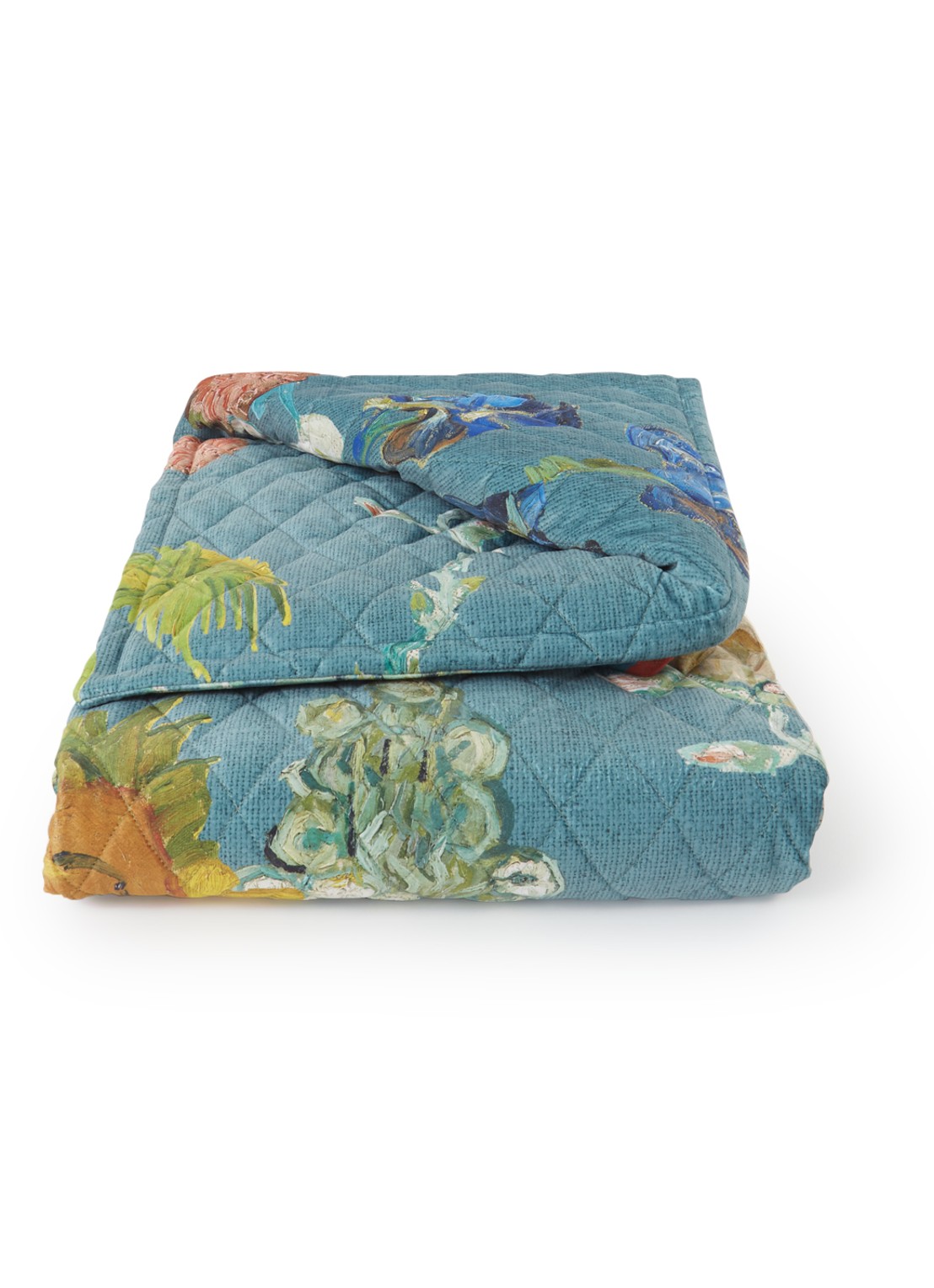 Van Gogh Museum Partout des Fleurs bedsprei van fluweel - voorkant zeegroen