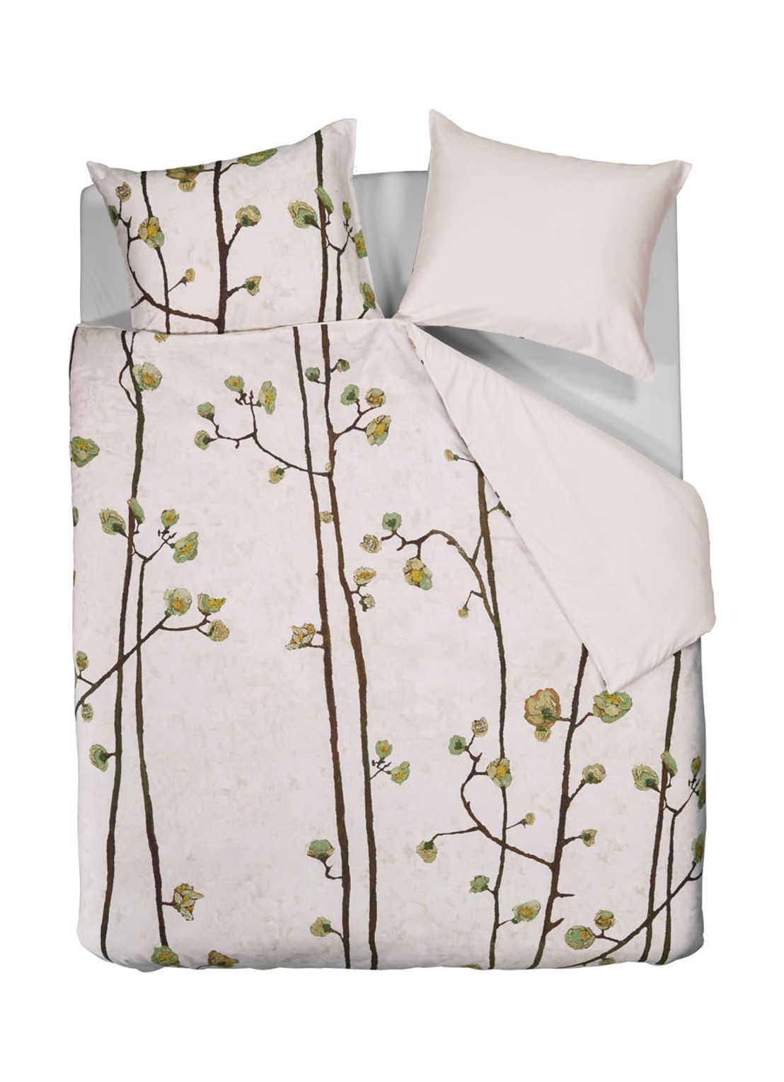 Van Gogh Museum Plum Blossoms dekbedovertrekset van katoensatijn 220 TC - inclusief kussenslopen - voorkant 3 gebroken wit