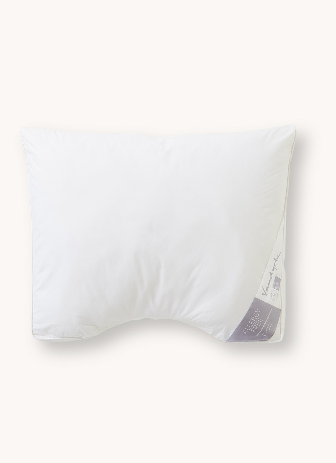 Vandyck Allergy Free zacht hoofdkussen met vulling van polyester 60 x 70 cm - voorkant wit