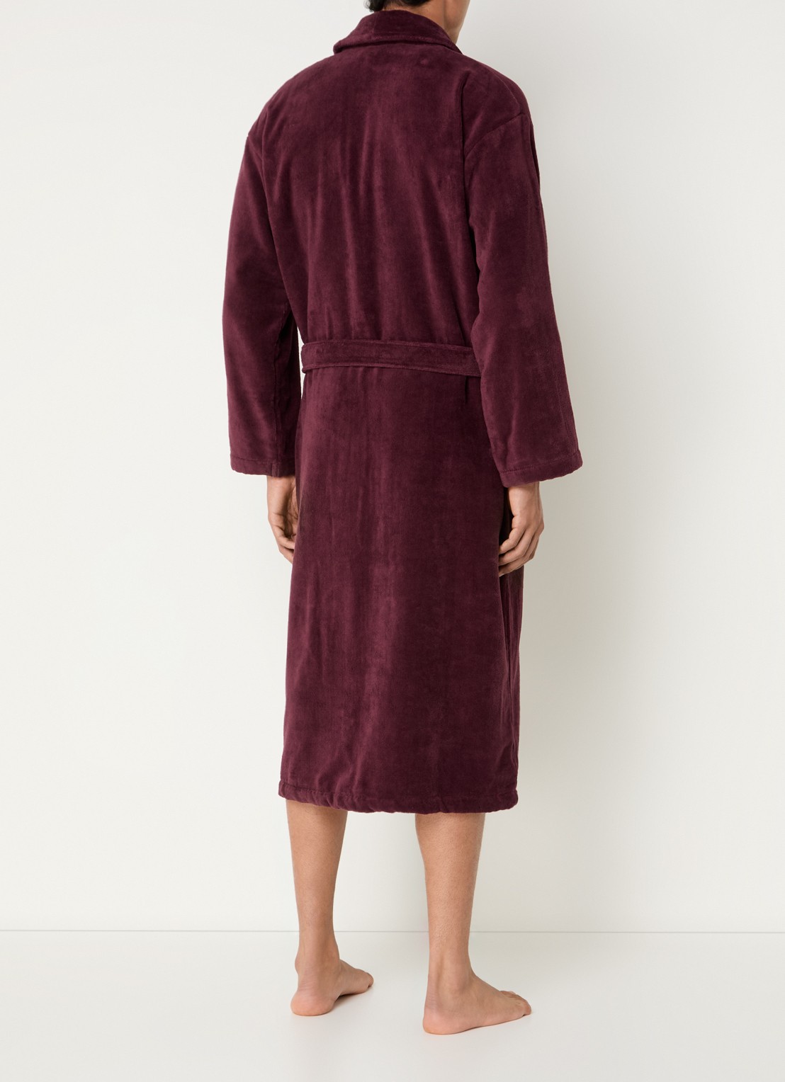 Vandyck Badjas van katoen met opgestikte zakken - unisex - achterkant 5 aubergine