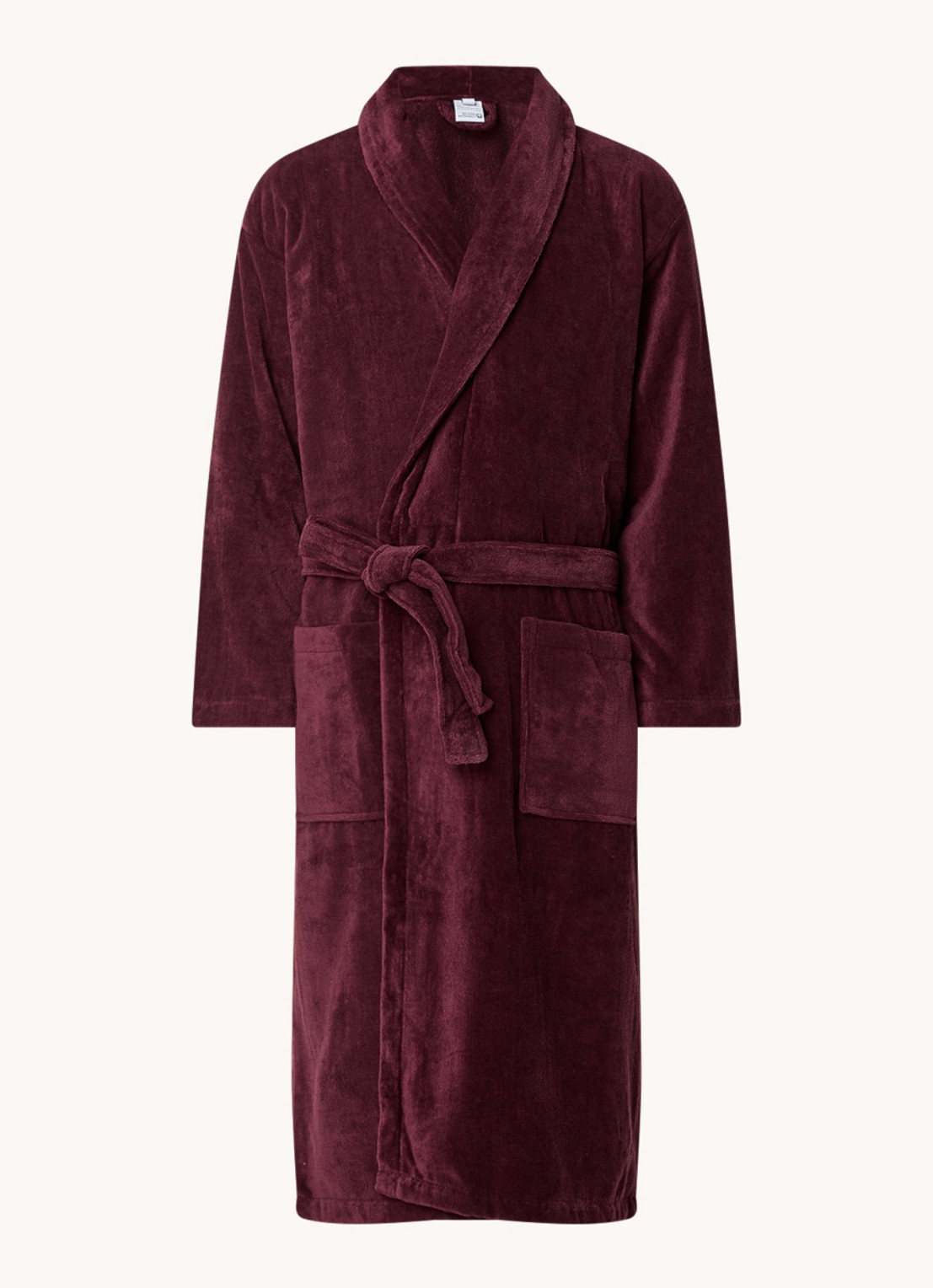 Vandyck Badjas van katoen met opgestikte zakken - unisex - voorkant 3 aubergine