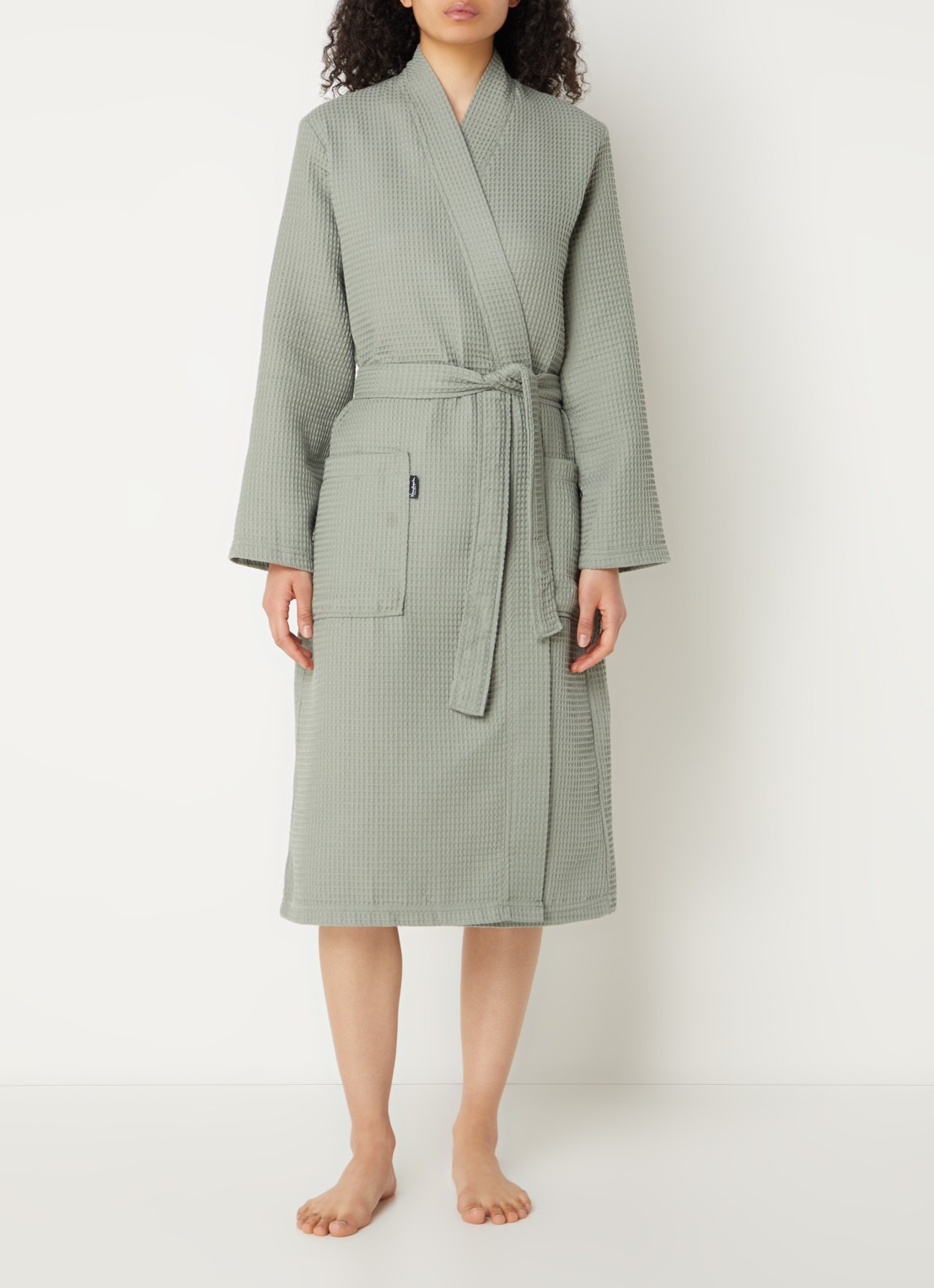 Vandyck Biarritz badjas met structuur - unisex - detail 4 olijfgroen