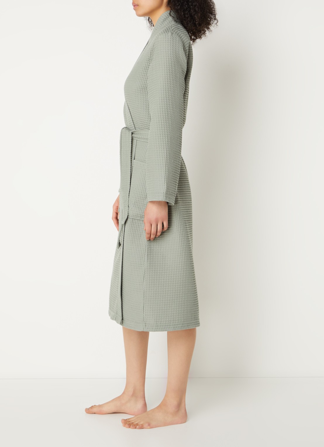 Vandyck Biarritz badjas met structuur - unisex - voorkant 2 olijfgroen