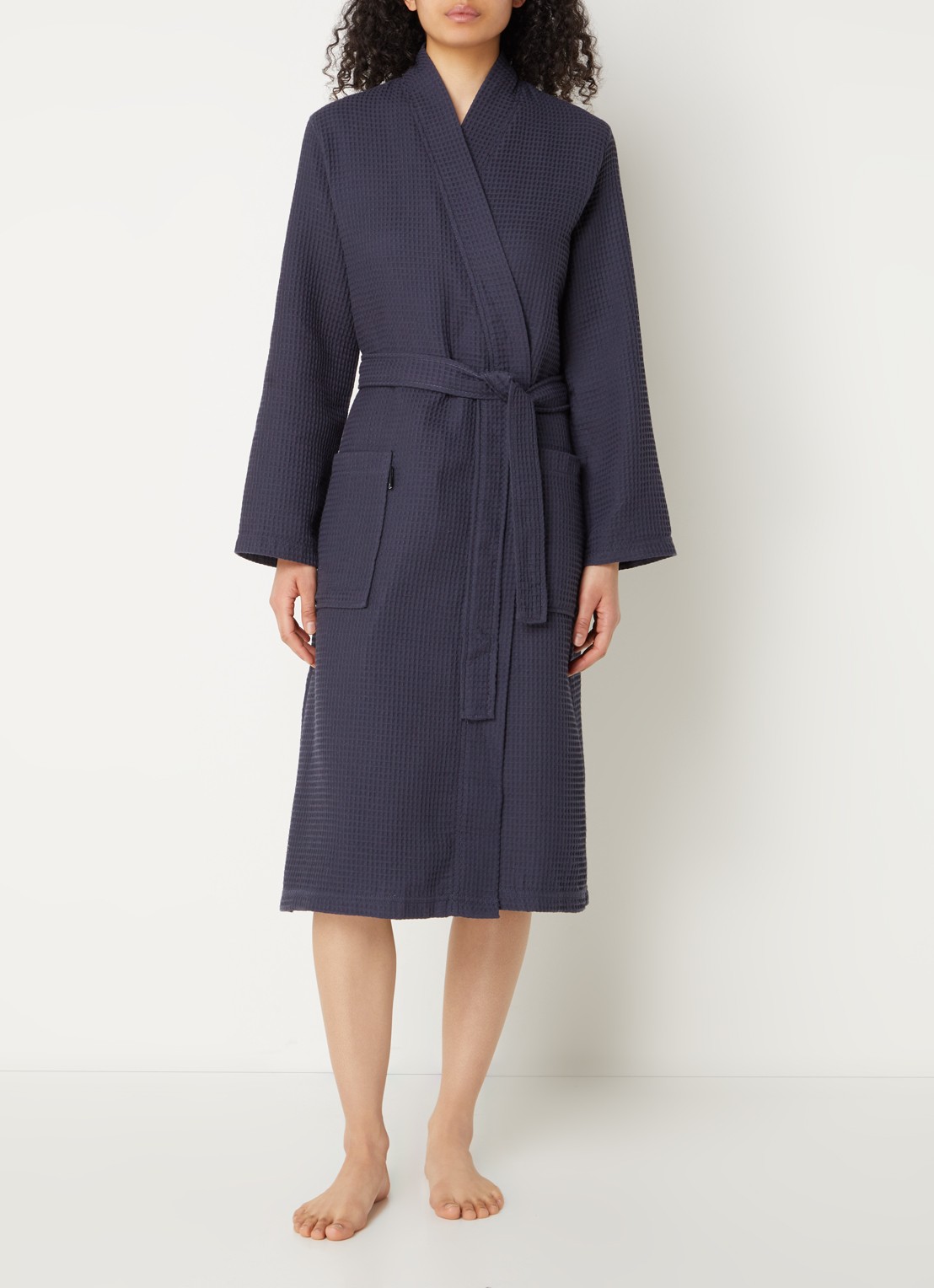 Vandyck Biarritz badjas met structuur - unisex - detail 4 blauw